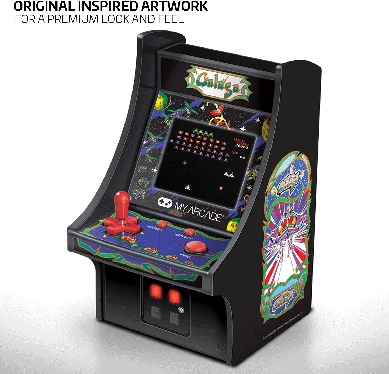 My Arcade Micro Player Mini Arcade Machine: Galaga Video Game, Fully Playable, 6.75 Inch Collectible, Color Display, Speaker, Volume Buttons, Headphone Jack - Electronic Games