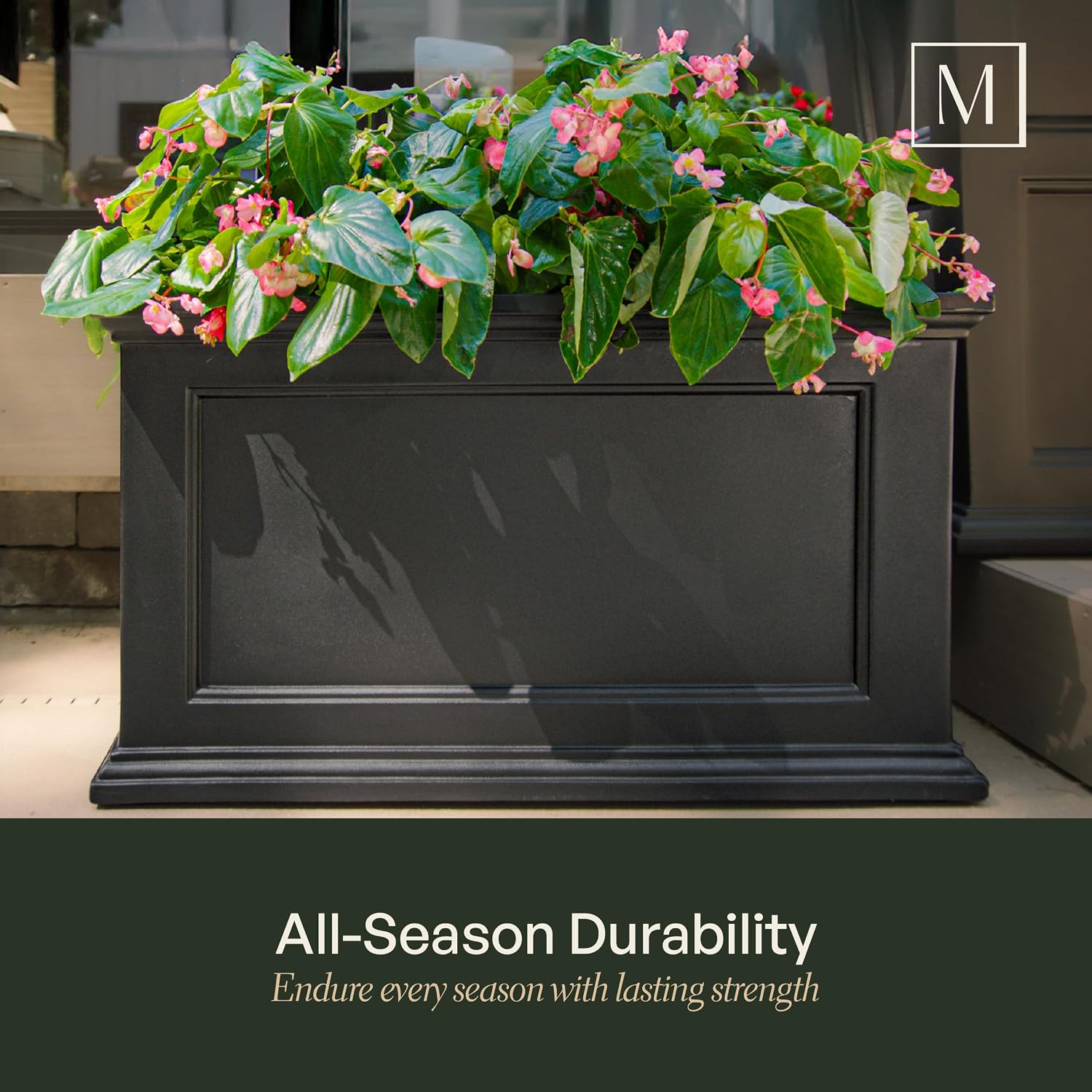 Mayne Fairfield 16in Self-Watering Square Planter, Black