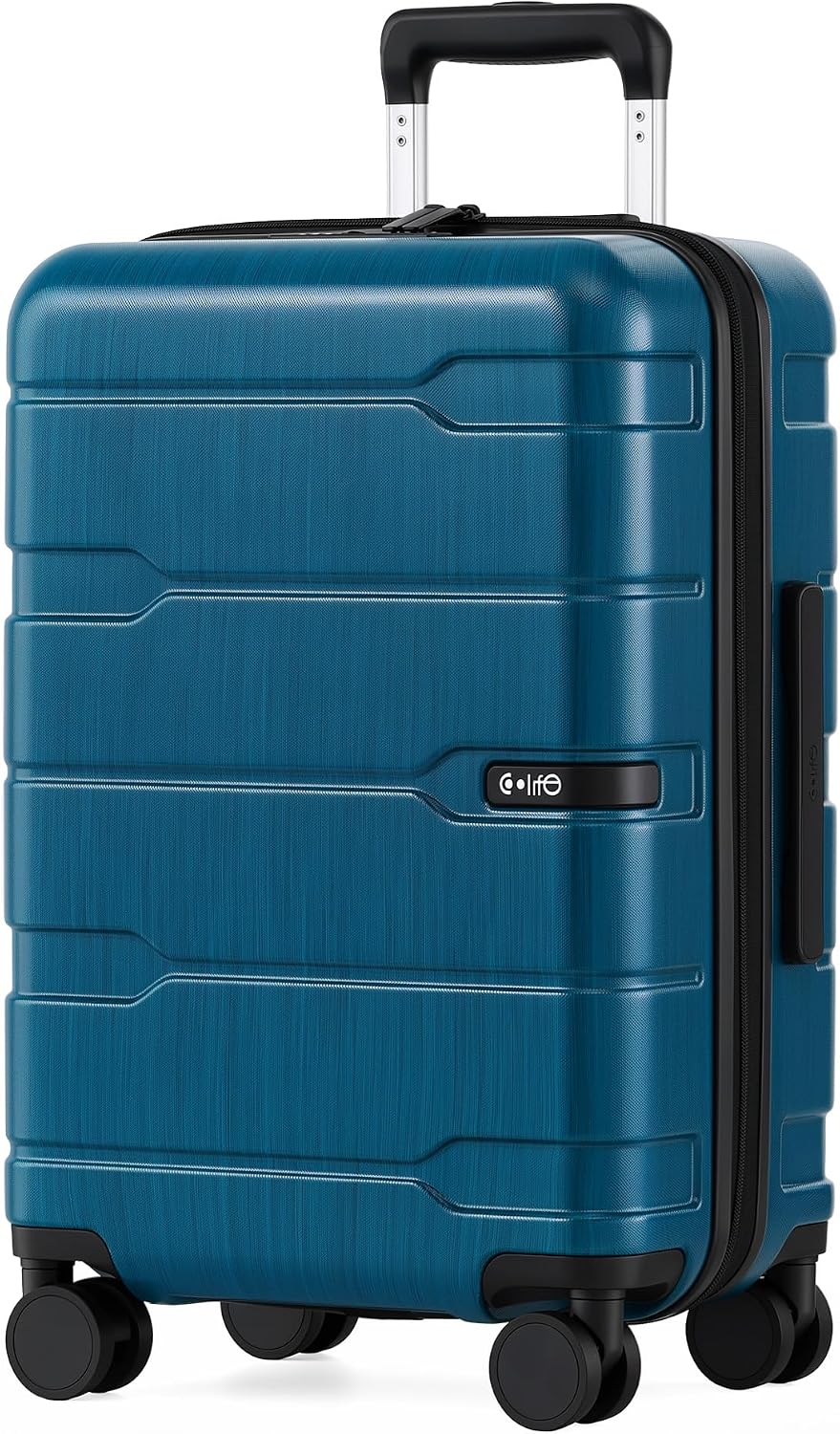Coolife Medium Checked Luggage Hardside Suitcase with Spinner Wheels, 24in | Lightweight ABS+PC, Rolling Travel Suitcase with TSA Lock, Spinner Wheels, Durable Zipper, Charcoal
