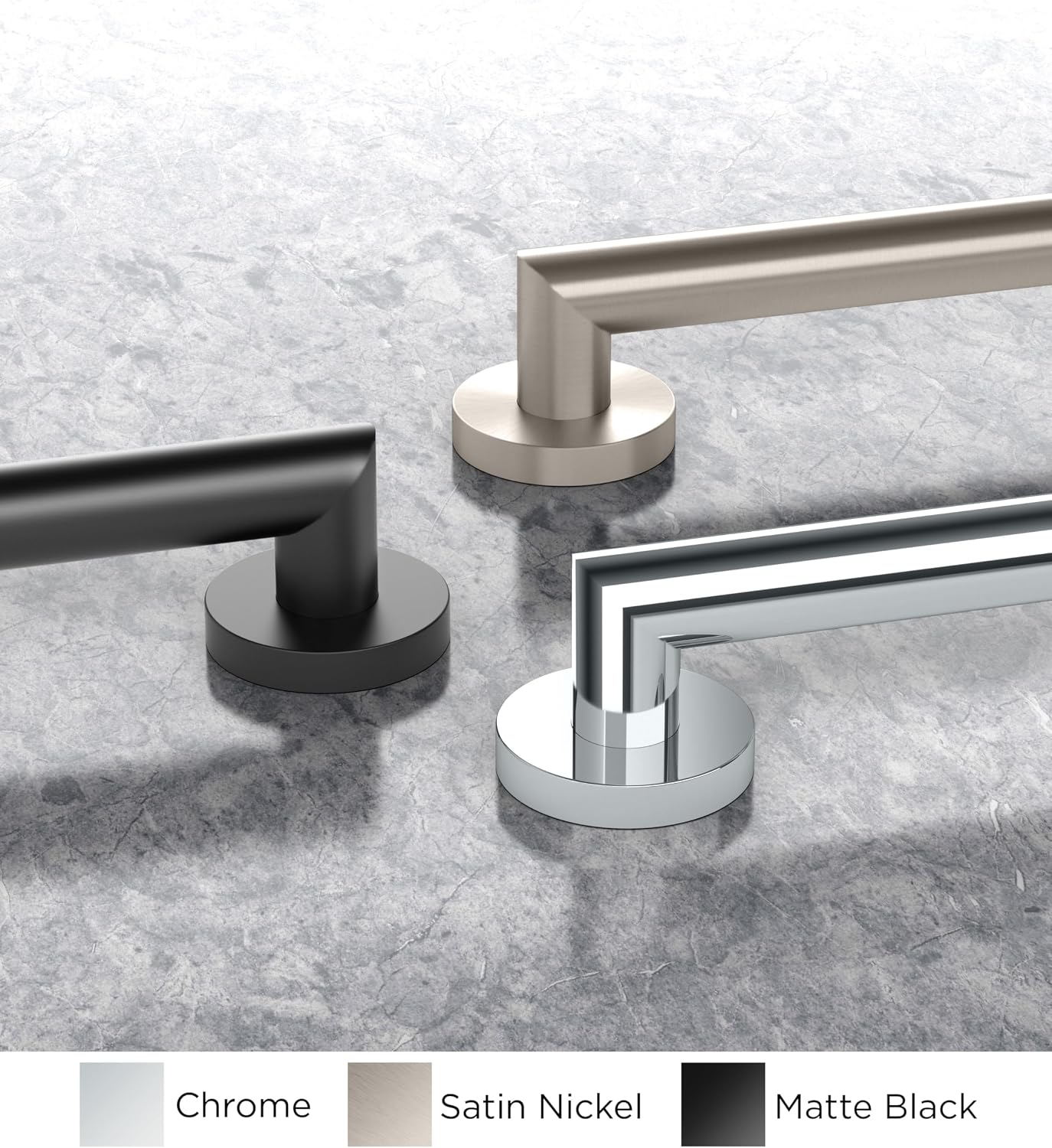 Gatco 970 Glam Shower Grab Bar, 12 Inch, ADA Compliant Stainless Steel, Satin Nickel, Wall Mounted Bathroom Handrail