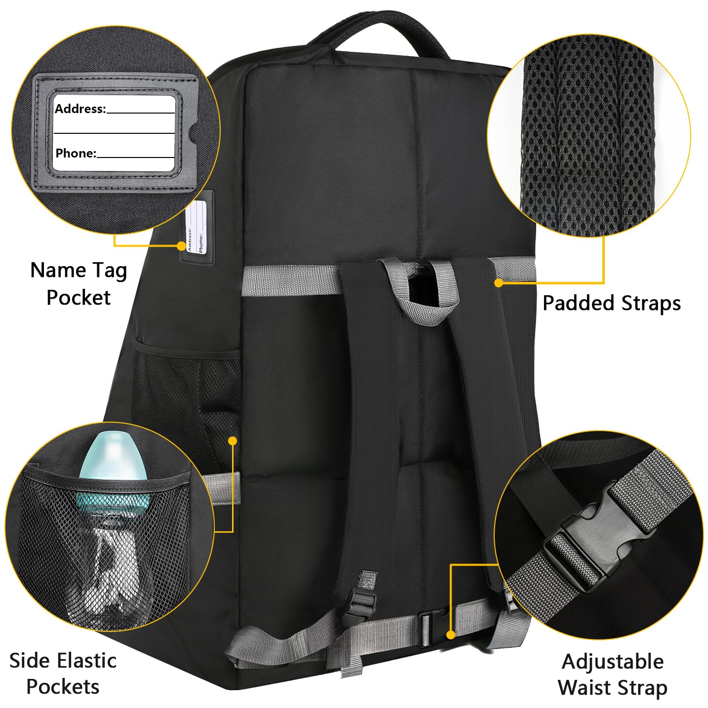 YOREPEK Padded Car Seat Travel Bag Backpack, Toddler Travel Essentials