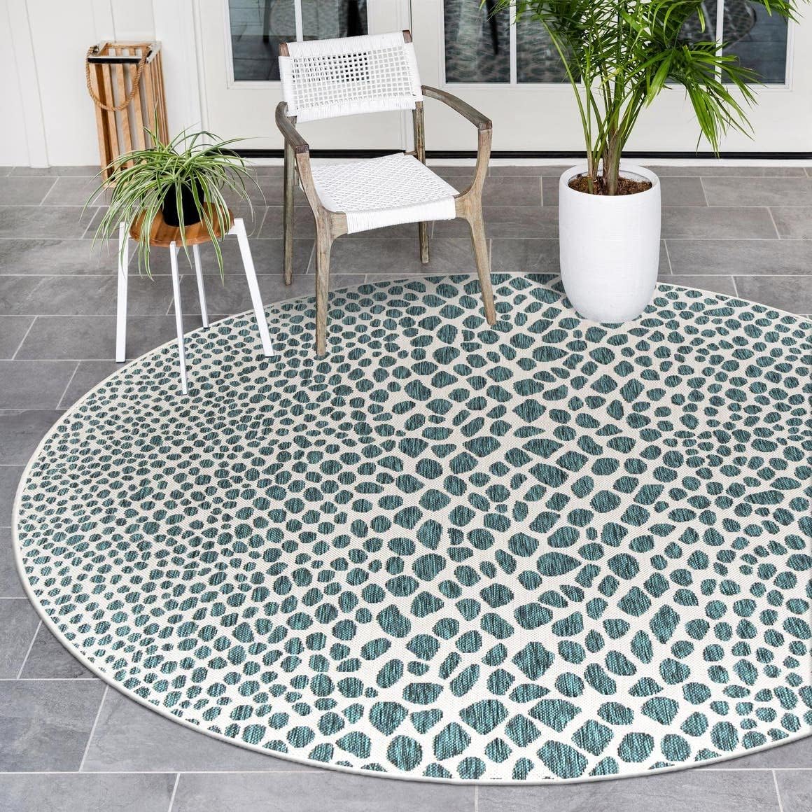 Unique Loom Outdoor Collection Area Rug - Cape Town (9' x 12' Rectangle, Blue/Ivory)