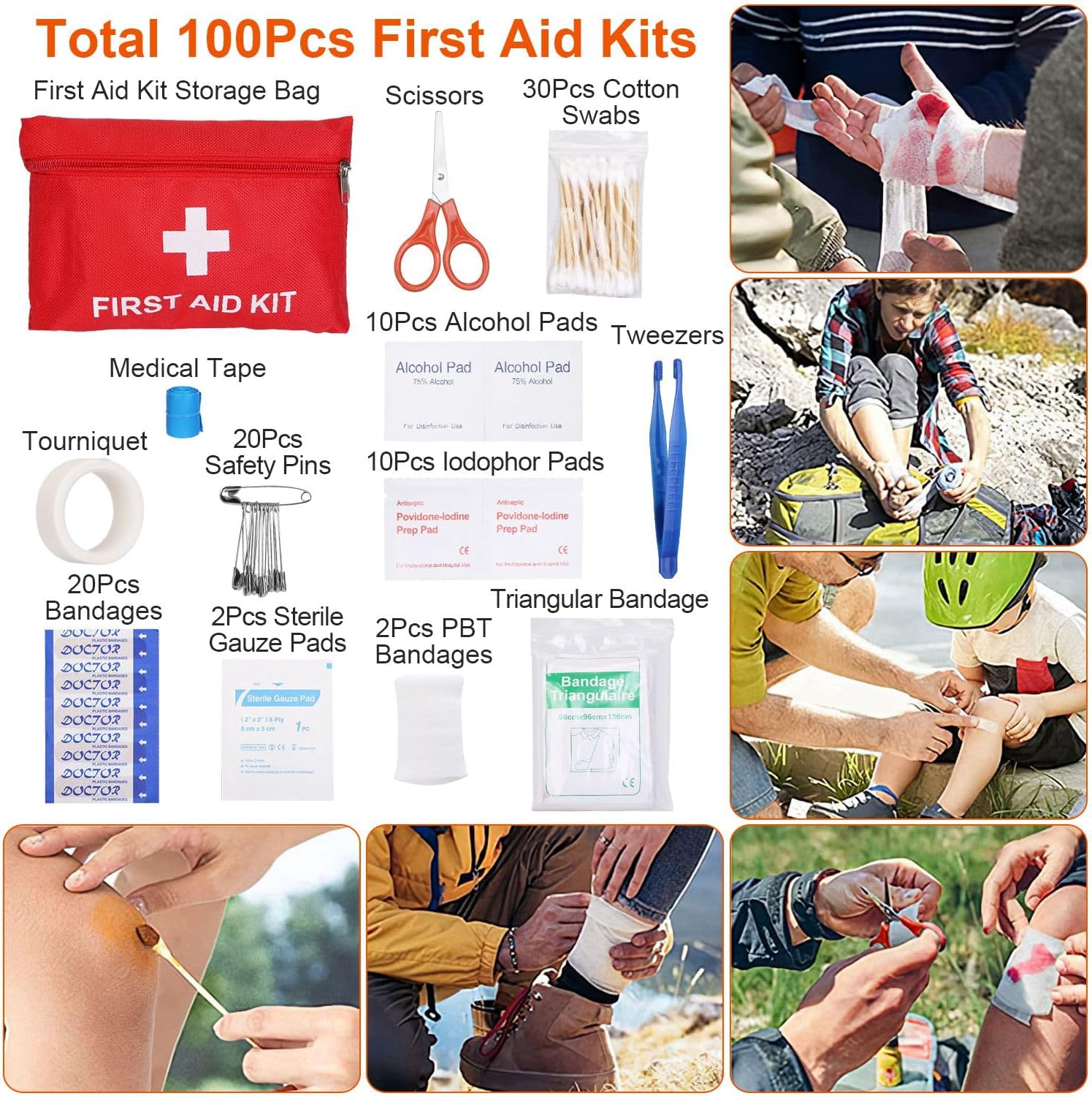 Survival Kit, 125Pcs Emergency Survival Gear Tactical with First Aid Kit Supplies Multifunctional Axe, Emergency Shelter for Outdoor, Camping, Hiking
