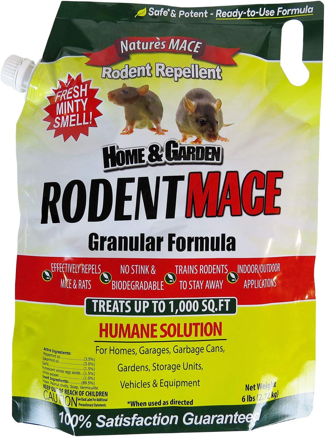 Nature’s MACE Rodent Repellent 22lb, Rodent Repellent Granules for Indoor & Outdoor, Mouse and Rat Prevention, for Garage, Attic, Kitchen, Car, Peppermint Oil Blend, Safe to Use, Covers 4,400 Sq Ft