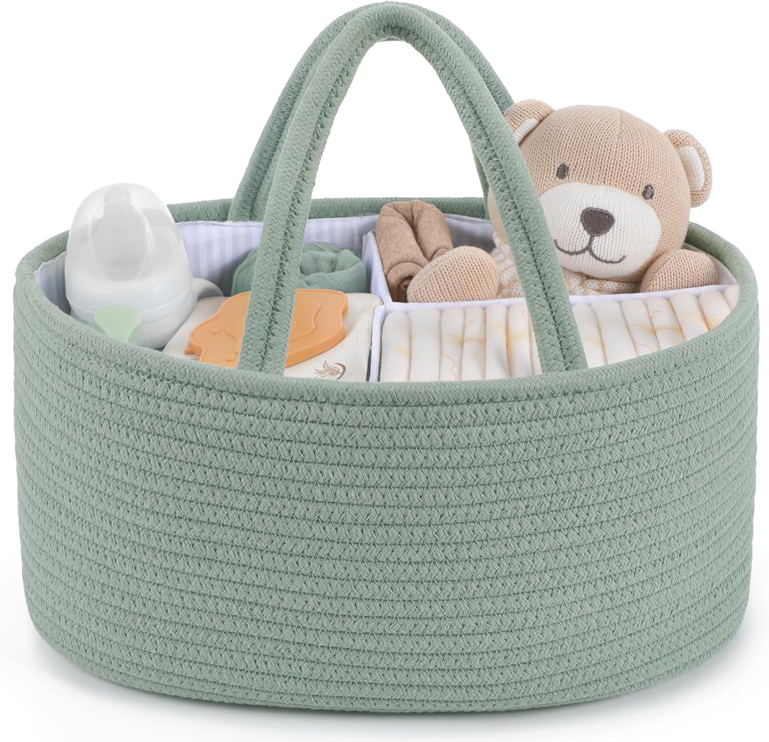 Maliton Diaper Caddy Organizer for Baby, Cotton Rope Baby Gift Basket, Portable Diaper Organizer for changing table, Nursery Storage Organizer