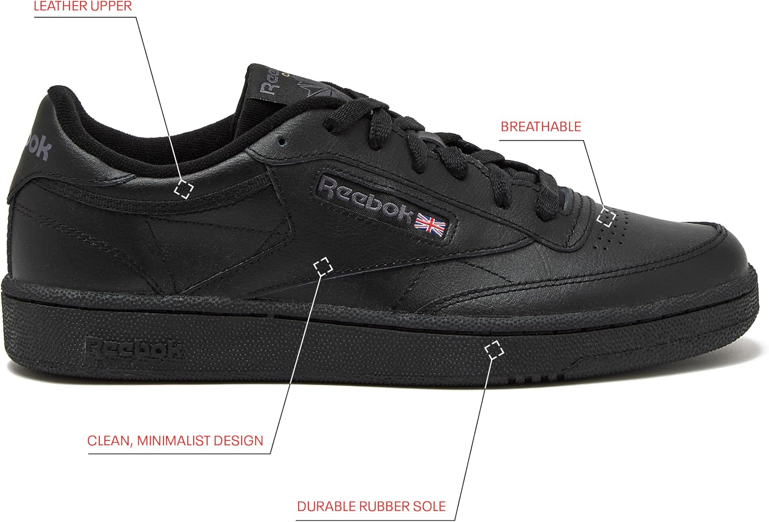 Reebok Club C 85 Mens Tennis Shoes, Casual Fashion White Sneakers for Men