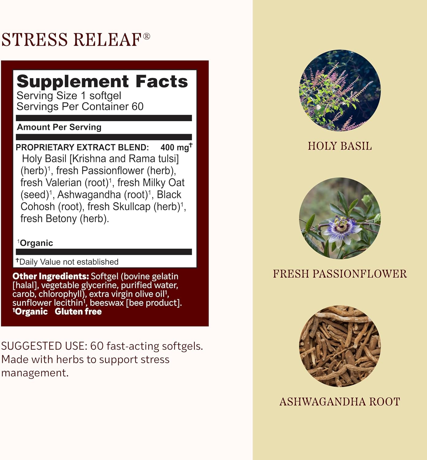 Herbs Etc. Stress ReLeaf Softgels - Herbal Supplement for Stress Support - Ashwagandha