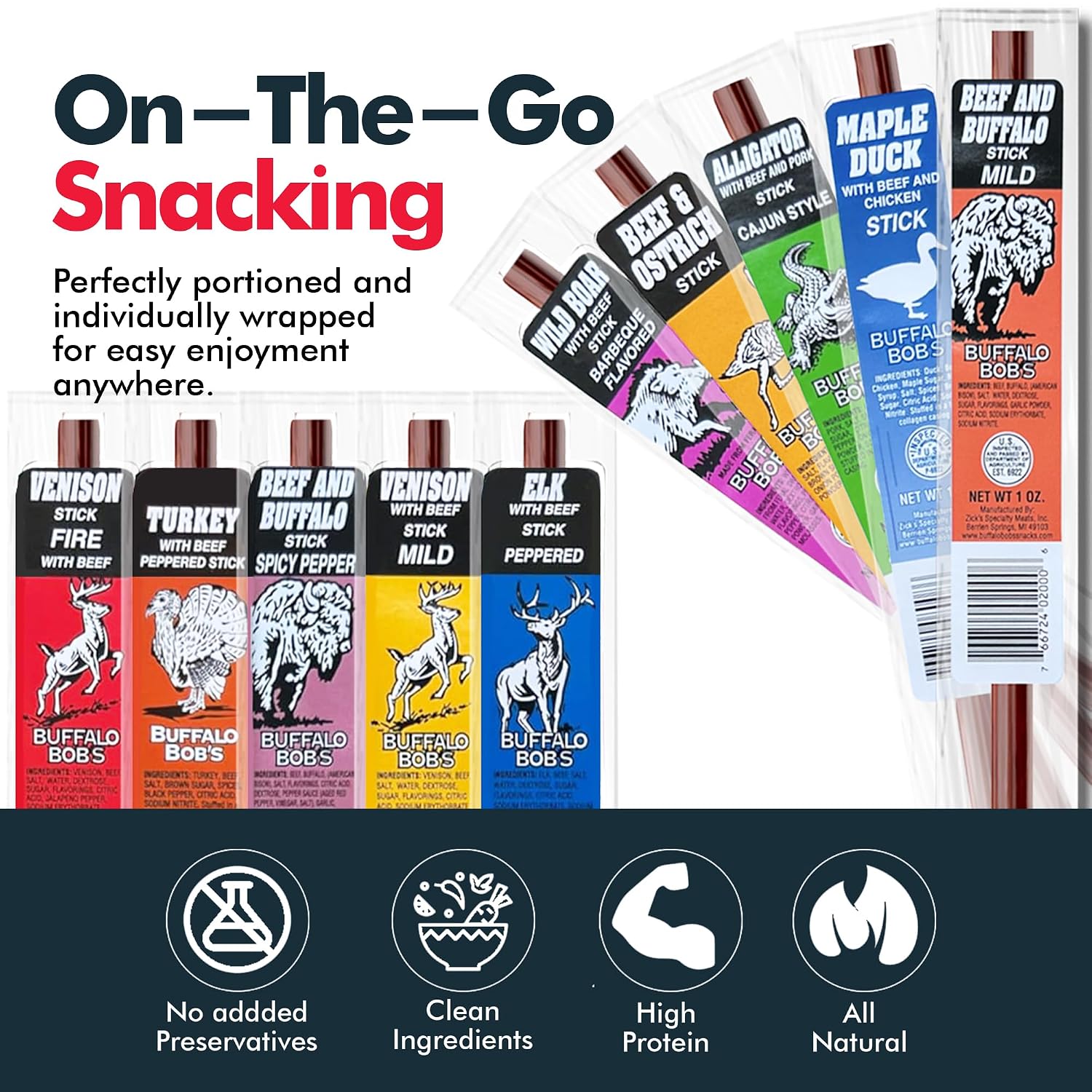 Jerky-n-Spice Wild Game Exotic Meat Sticks (10-Pack) | Ultimate Beef Jerky | Savory Snacks Variety Pack for Adults | Perfect Gifts for Anniversary, Camping, Hunting & Birthday Events