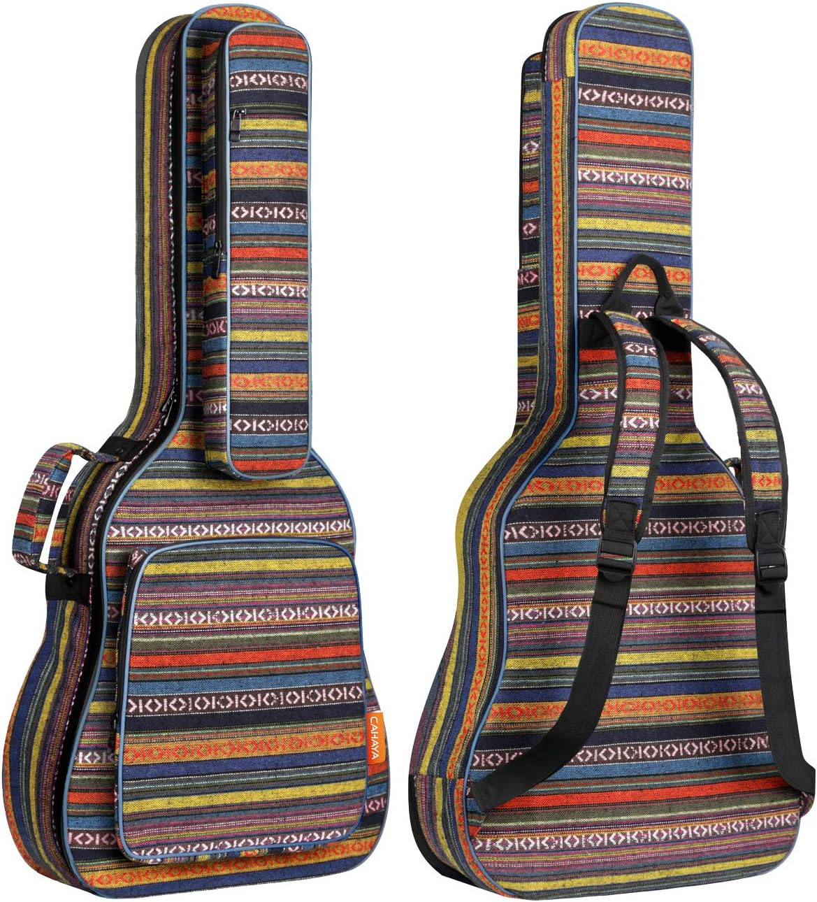 CAHAYA Acoustic Guitar Bag with Neck Cradle Bohemian Vintage Guitar Case 0.65in Thick Sponge Padded Guitar Case for 40 41 42 In Acoustic Classical