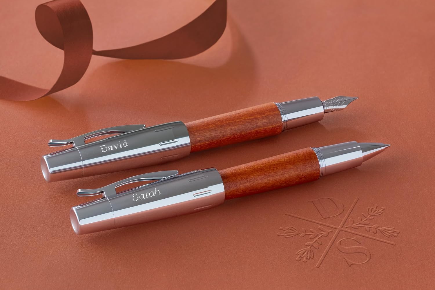 Faber-Castell e-motion Fountain Pen, Wood and Chrome Brown - Fine