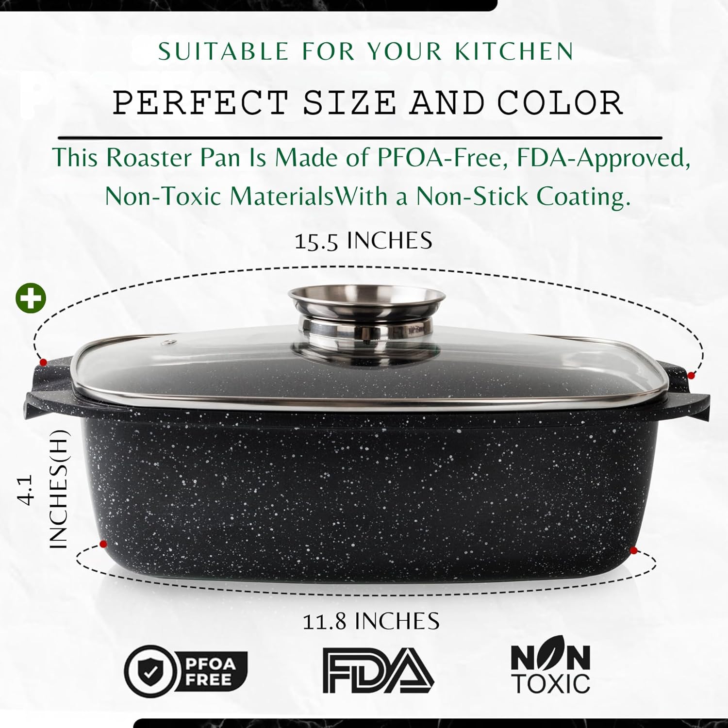 Moss & Stone 12" Deep Nonstick Skillet with Lid, 5 Qt Saute Pan, Oven Safe