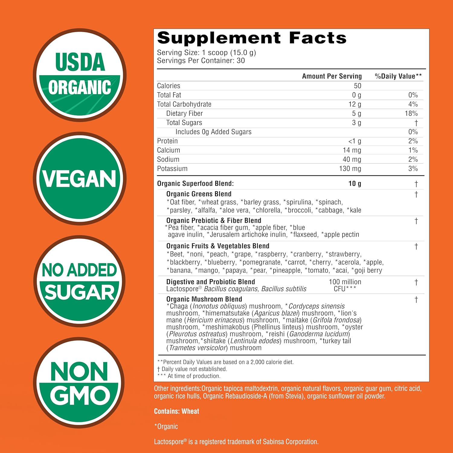 Country Farms Organic Super Greens Powder, Daily Greens Drink Mix with 50 Organic Superfoods, Fruits, Vegetables, Fiber, Mushrooms & Probiotics for Gut Health, Digestion & Energy, Berry Flavor