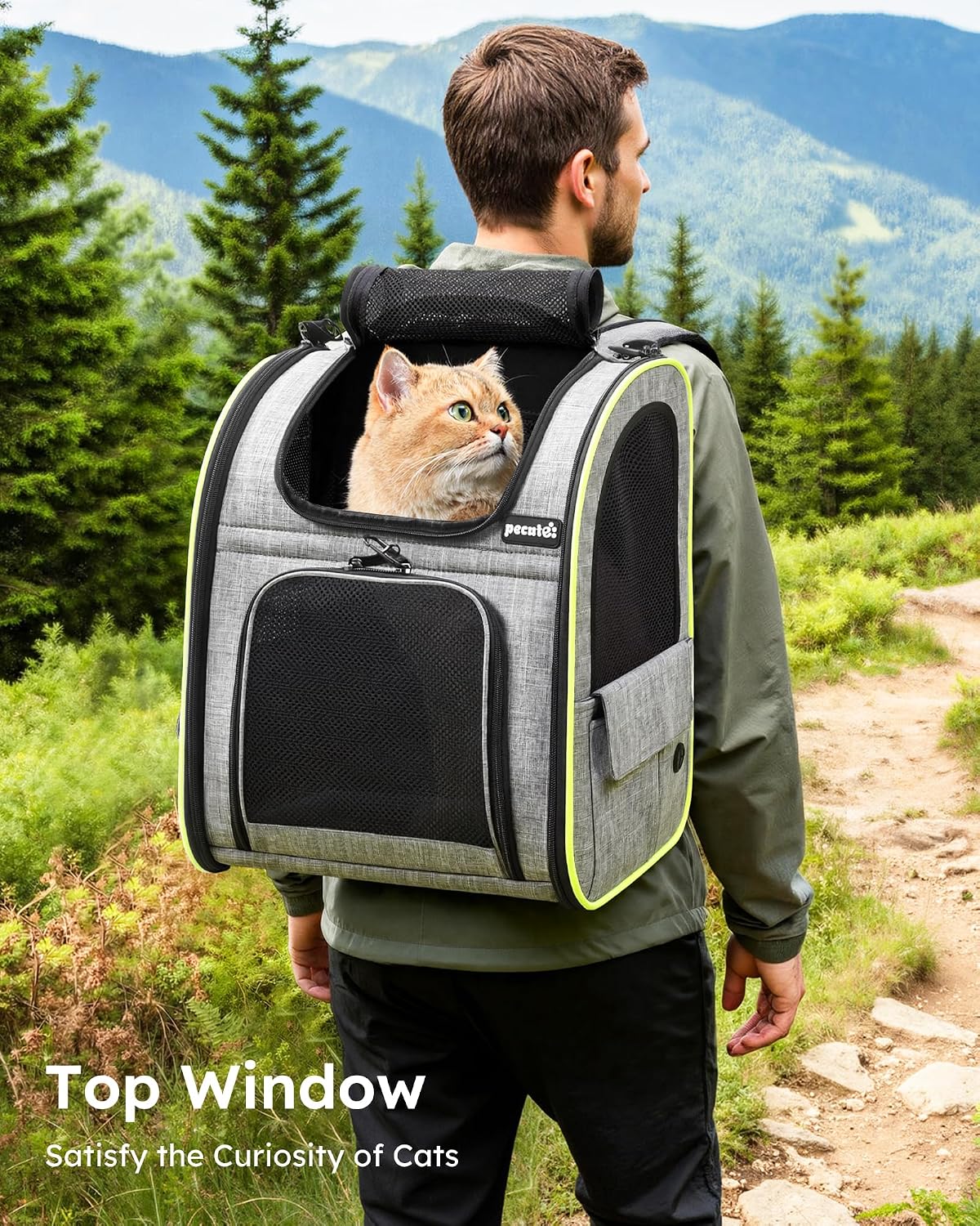 pecute Cat Backpack Expandable, Cat Carrier Backpack with Breathable Window