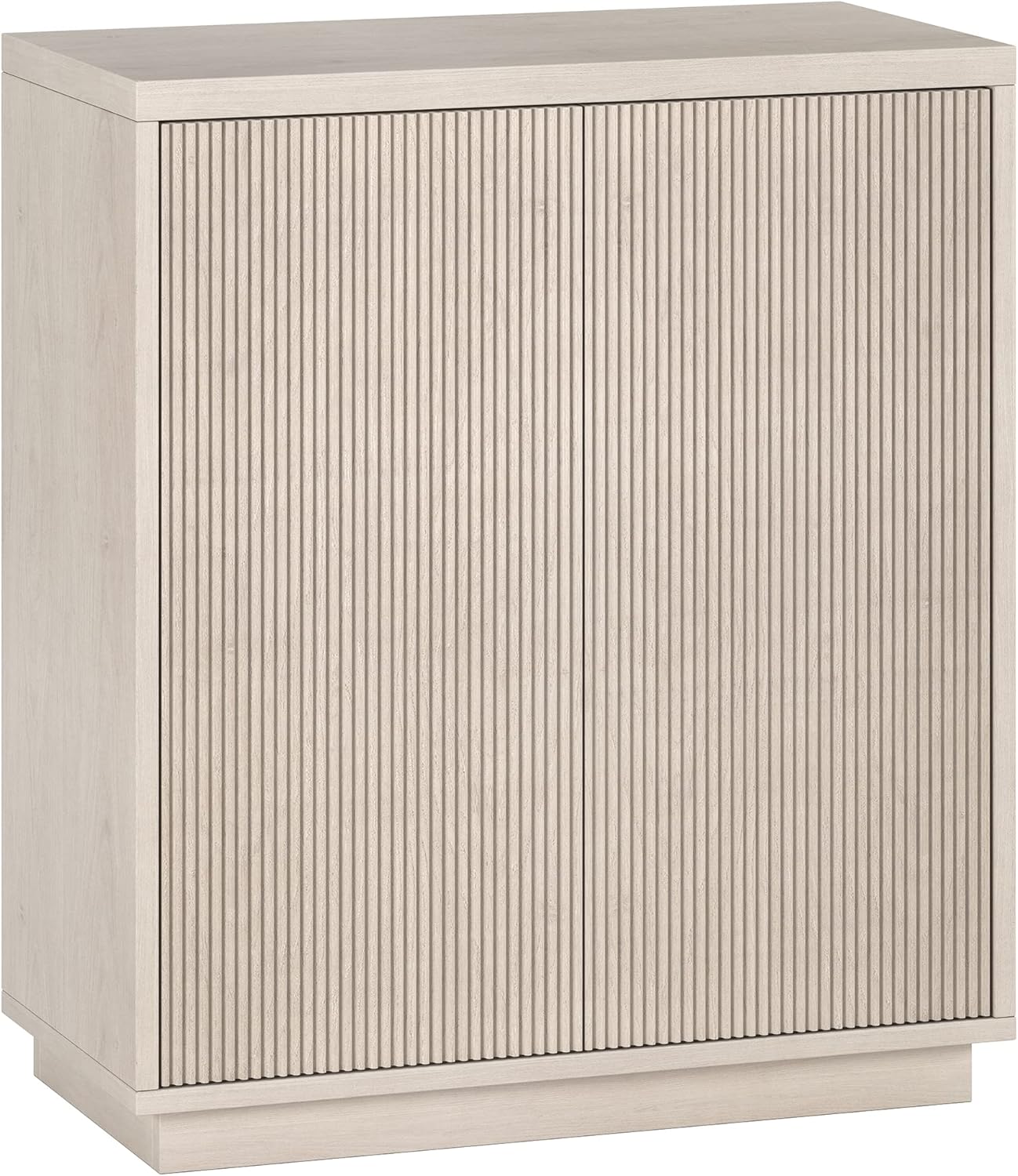 Henn&Hart 28" Fluted Accent Cabinet, Sideboard Buffet, Beech White | Ribbed doors and clean lines create modern charm, with hidden storage