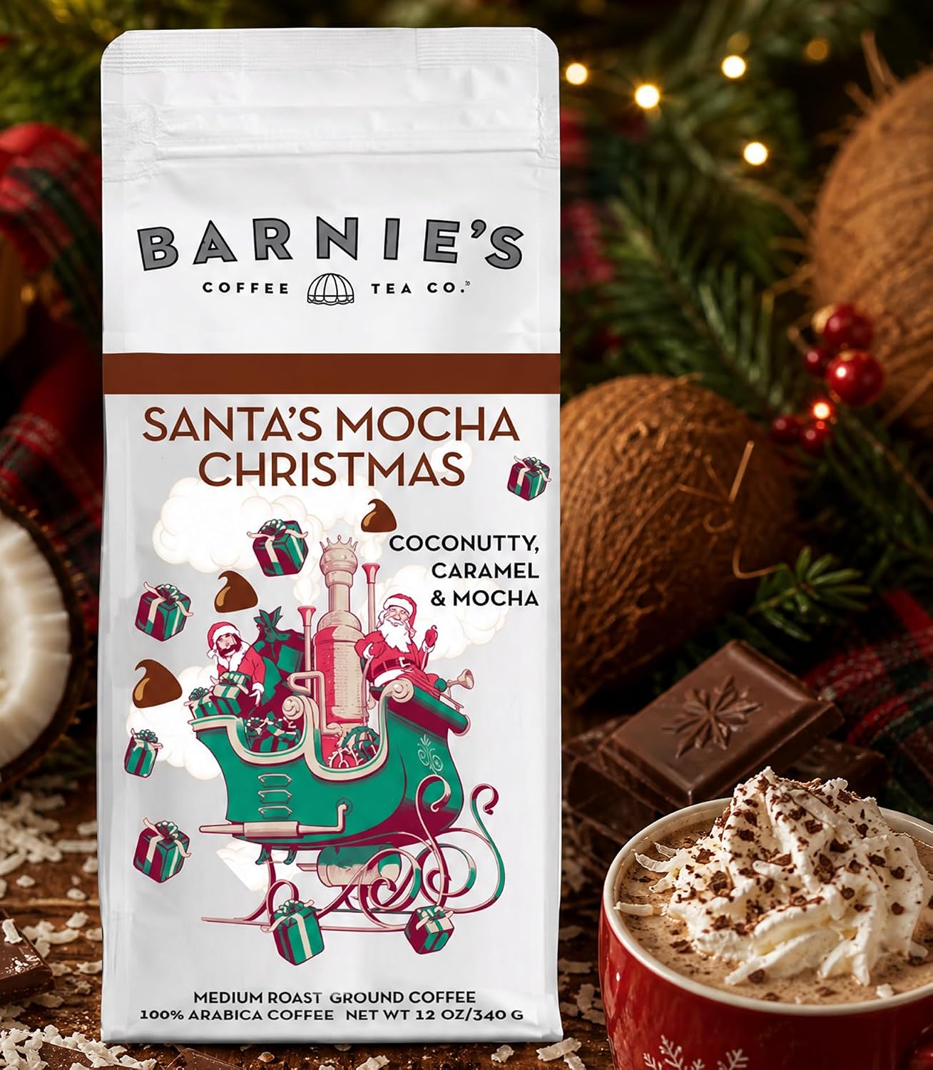 Barnie's Coffee English Salted Toffee Ground Coffee with Caramel, Molasses and Salted Creamy Butter Flavors, Medium Roasted Arabica Coffee Beans