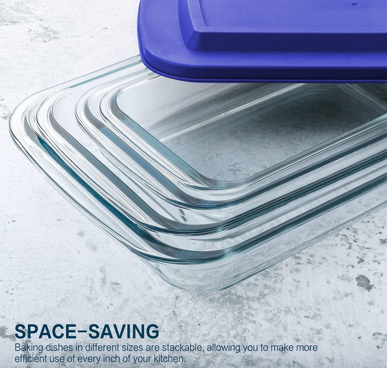 M MCIRCO 8 Piece Deep Glass Baking Dish with Lids, BPA free,Gray