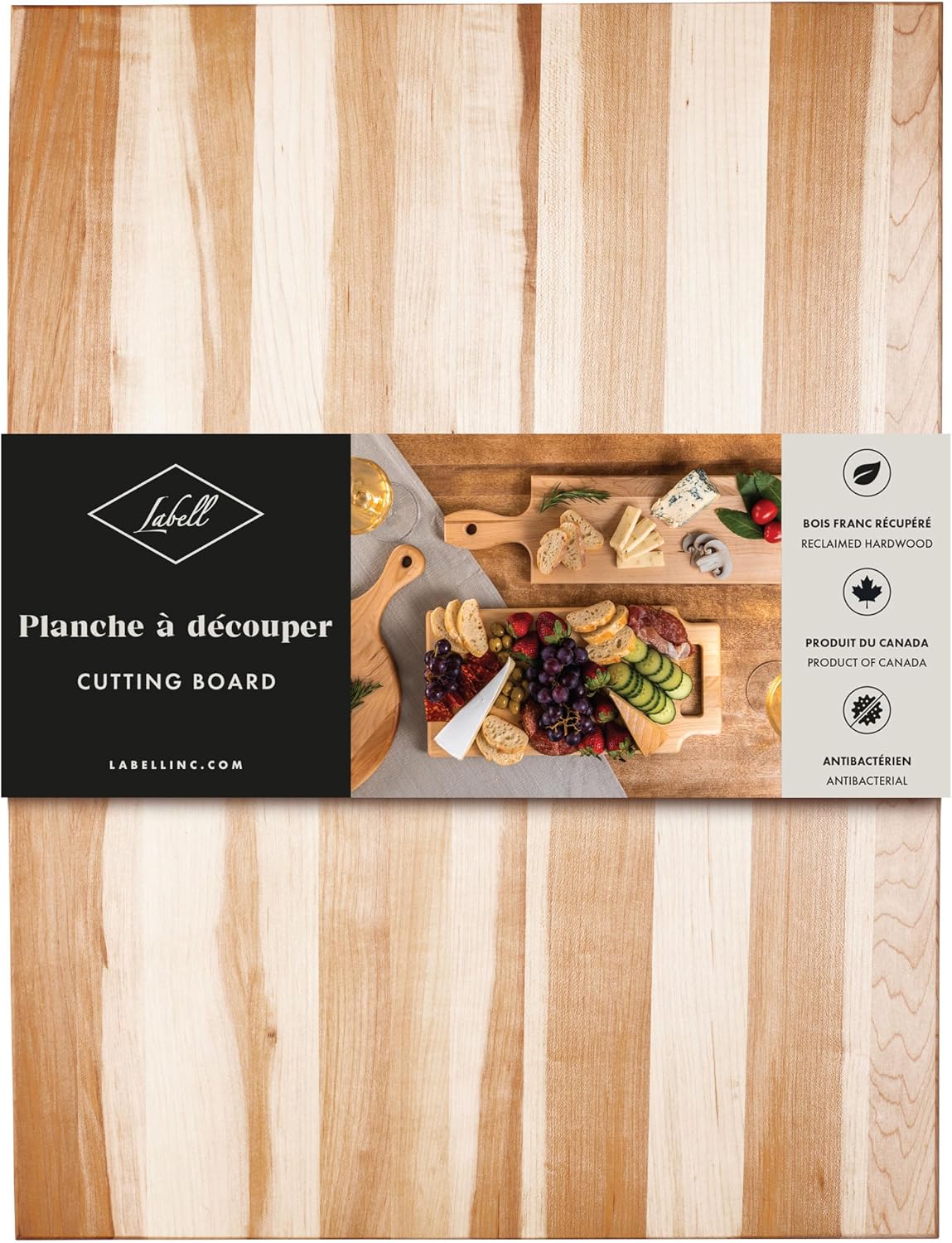 Labell Large Canadian Maple Edge Grain Cutting Board, 18 x 24 x 0.75 in | Chopping Board, Food Prep, Natural, Durable, Charcuterie, Serving, Styling