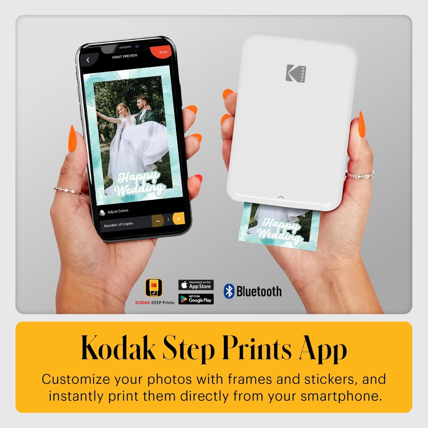 KODAK Step Instant Smartphone Photo Printer, Portable Mini Color Wireless Mobile Printer, Zink 2x3” (5.1x7.5 cm) Sticky-Back Photos