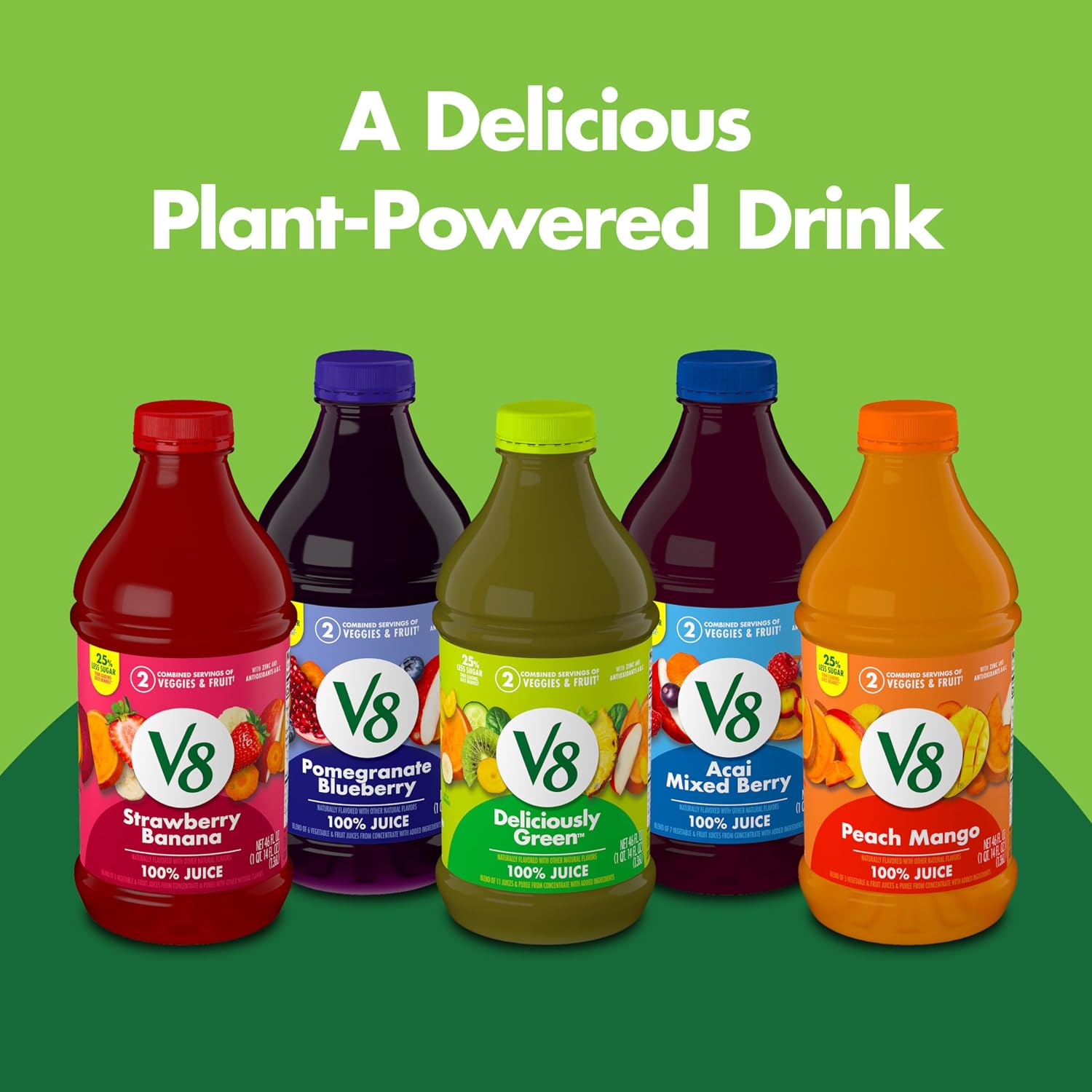V8 Blends 100% Juice Pomegranate Blueberry Juice, Fruit and Vegetable Juice Blend, 46 Fl Oz Bottle