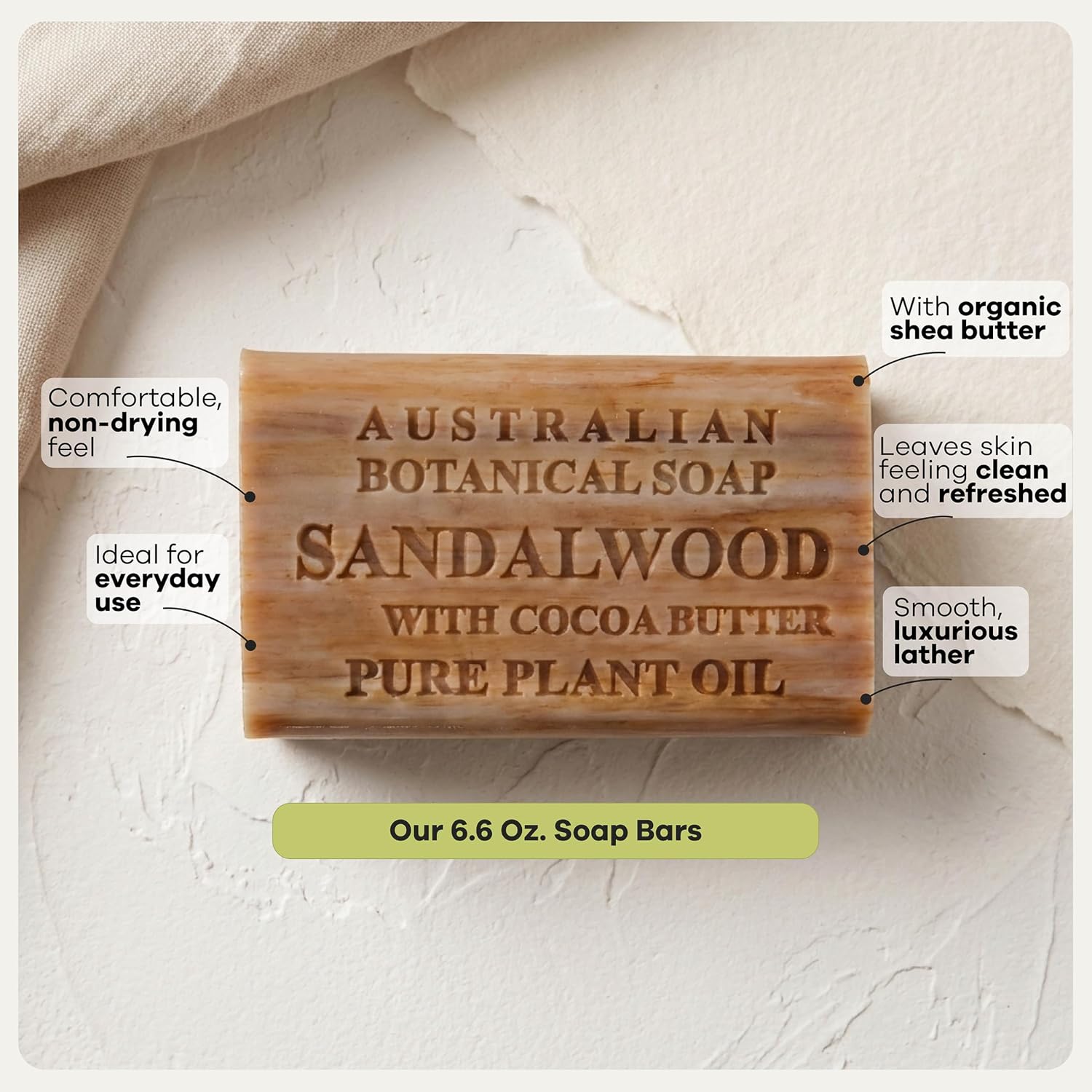 Australian Botanical Soap Sea Salt Soap Bars, 6.6 oz, Pack of 8