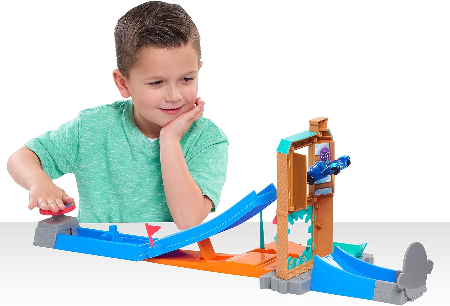 PJ Masks Die Cast Playset for 1:43 Scale Vehicles, Includes 1 Track Set and 1 Cat-Car