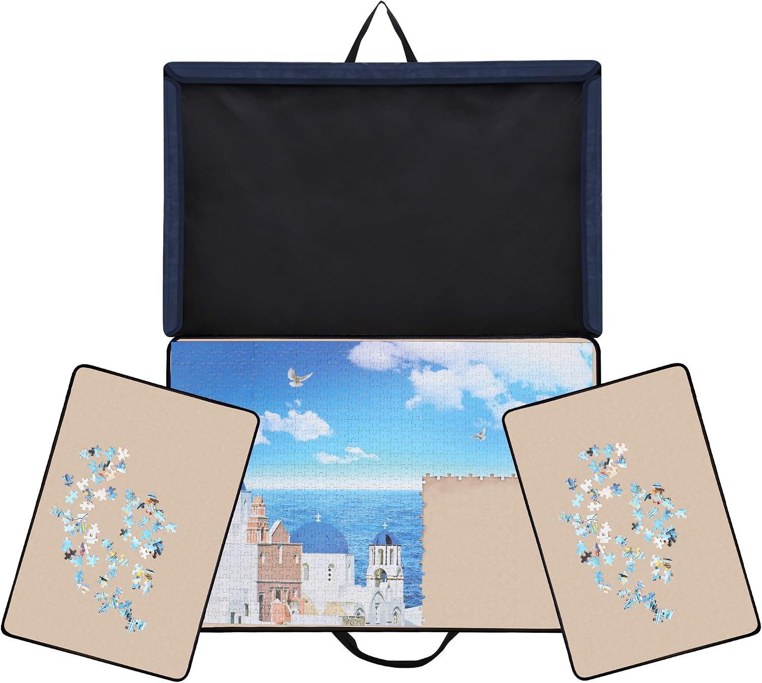 Becko US 1000 Piece Puzzle Board, Portable Case with Trays & Attached Cover