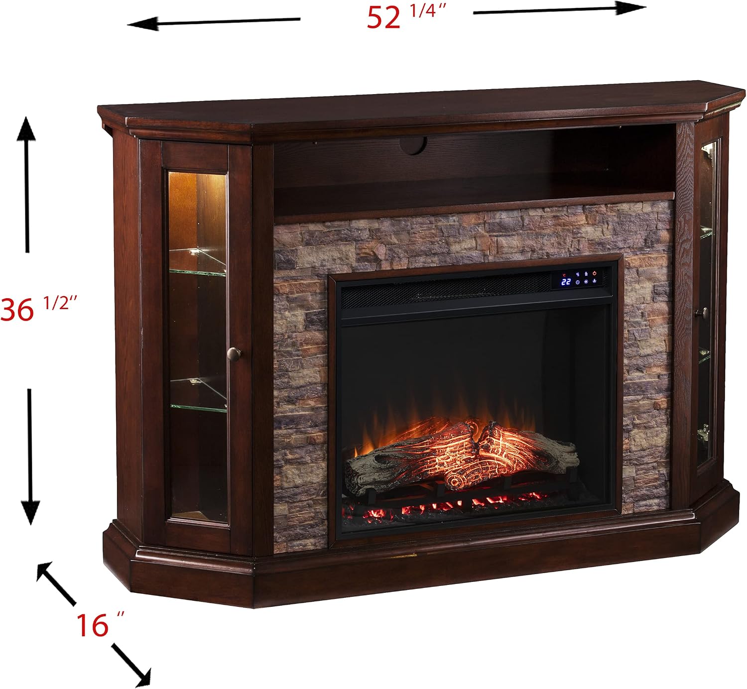 SEI Furniture - Redden Corner-Convertible Electric Fireplace with Touch Screen - Espresso - Transitional Design