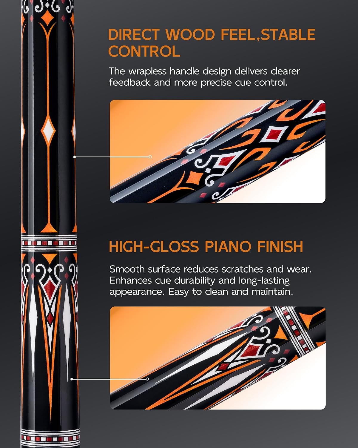 KONLLEN Carbon Fiber Pool Cue Stick 58-inch Professional Pool Sticks for Adults Full Carbon Technology Low Deflection Pool Cue Billiard Cues with 12.5mm Tip (Easy to Control, Pro Taper, Ultra-Smooth)