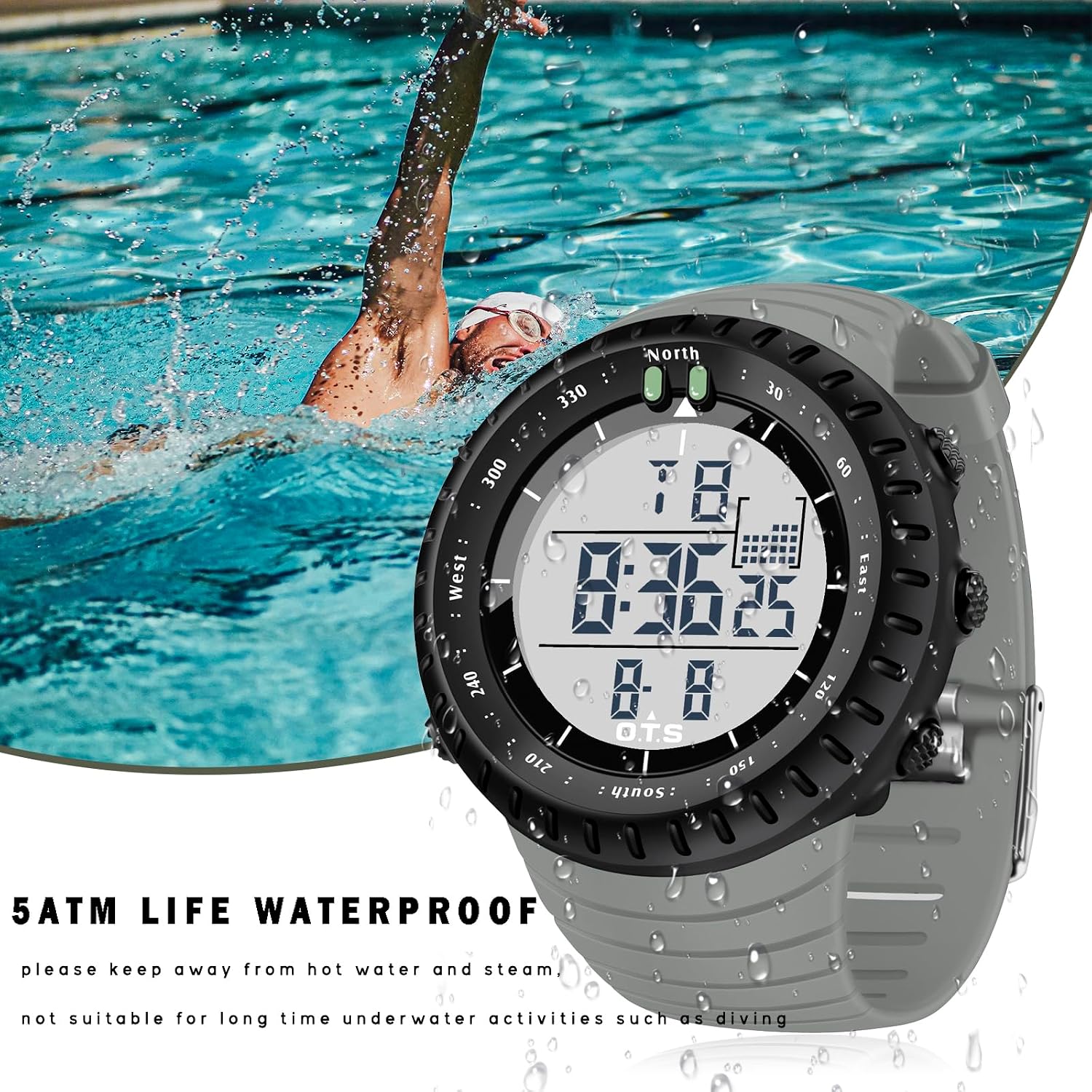 PALADA Men's Digital Sports Watch Waterproof Tactical Watch with LED Backlight Watches for Men