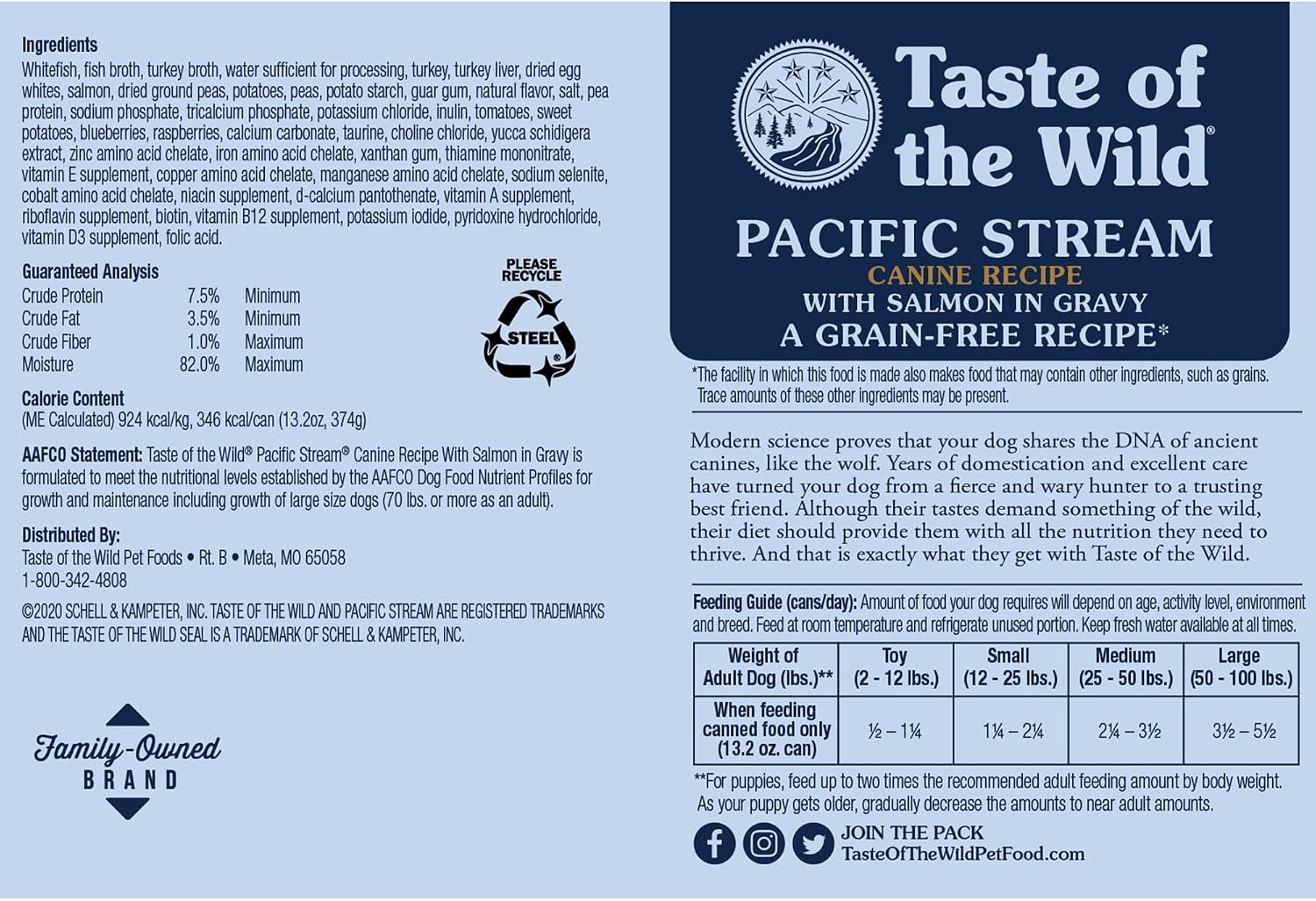 Taste of the Wild Pacific Stream Wet Food Salmon in Gravy 13.2oz Case of 12 | Puppy & Adult Dogs | Grain Free Recipe* | Complete & Balanced to Satisfy Finicky Dogs | Sweet Potatoes for All Day Energy