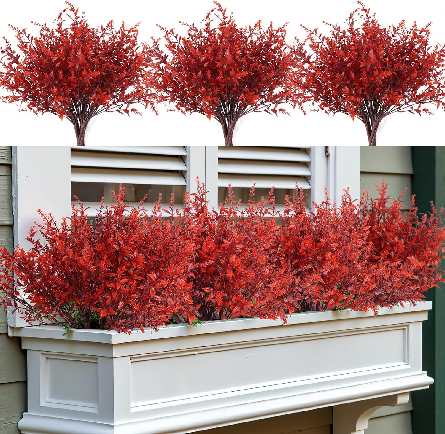 RECUTMS Artificial Greenery Lavender Fake Shrubs Flowers 8 Pcs UV Resistant