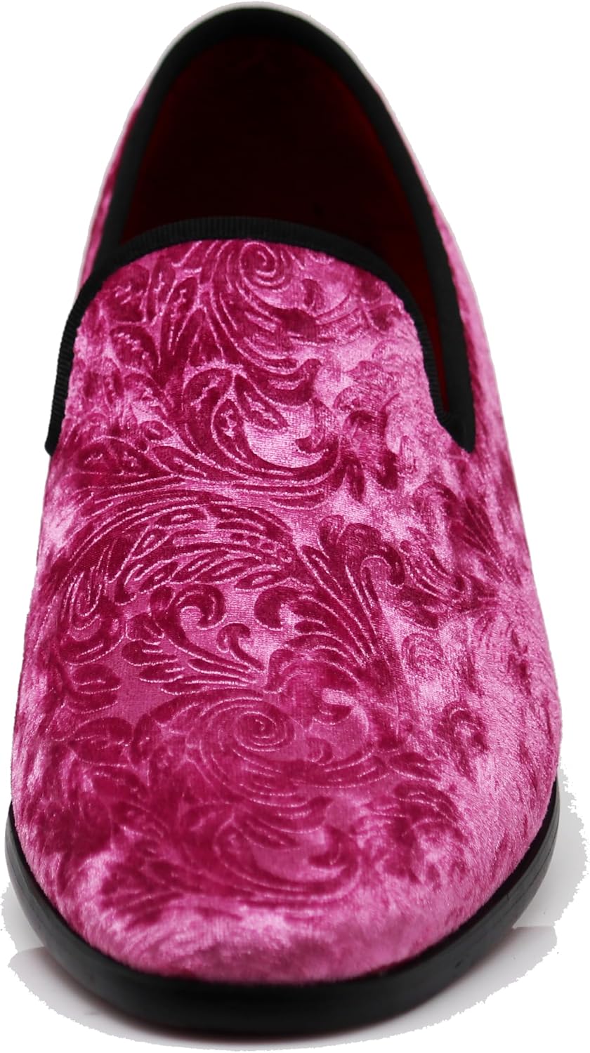 SPK35 Men's Vintage Velvet Flower Designer Dress Loafers Slip On Shoes Classic Tuxedo Dress Shoes