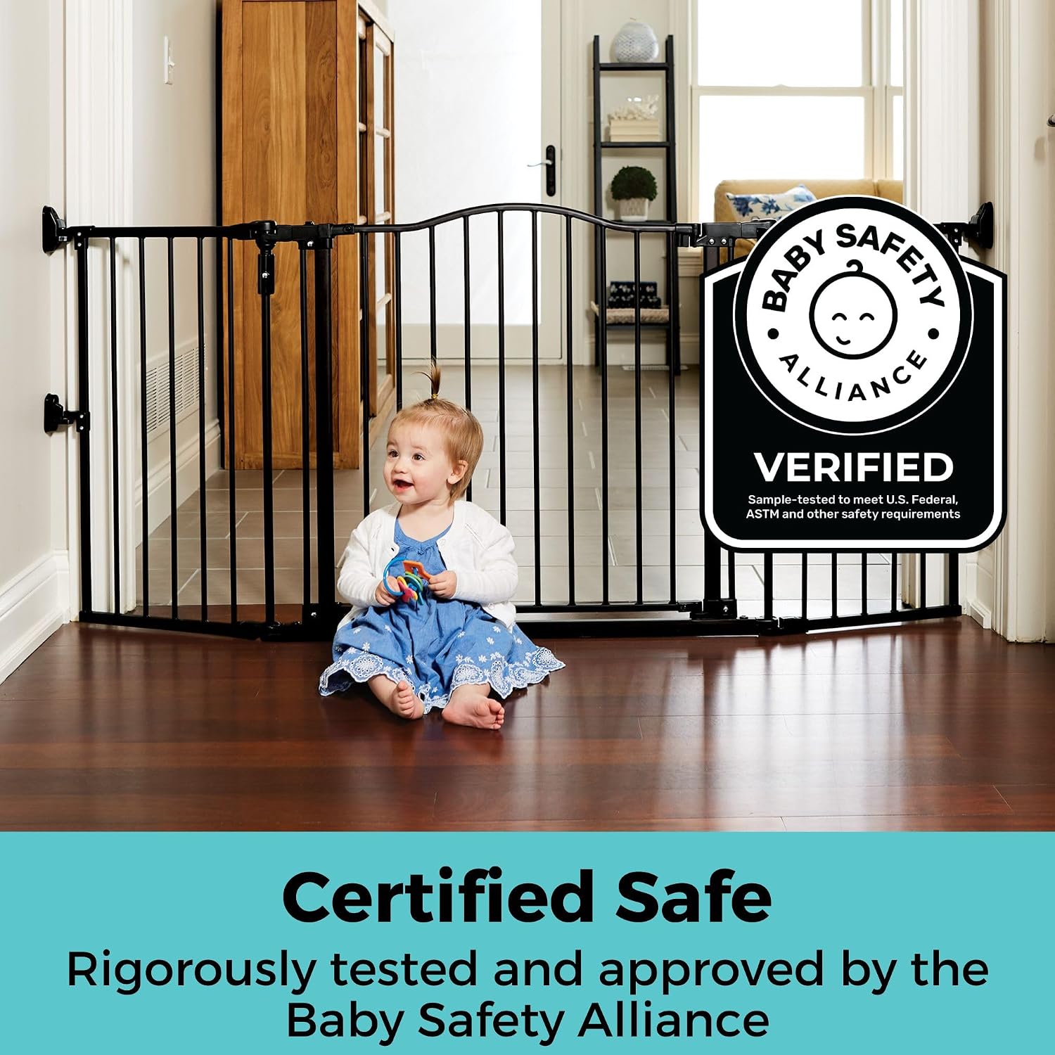 Toddleroo by North States - Deluxe Décor Safety Gate: Hardware Mounted Extra Wide Metal Baby Gate - Adjustable Child Gate - 38.3 to 72 Inches Wide - 30 Inches Tall - Matte Bronze