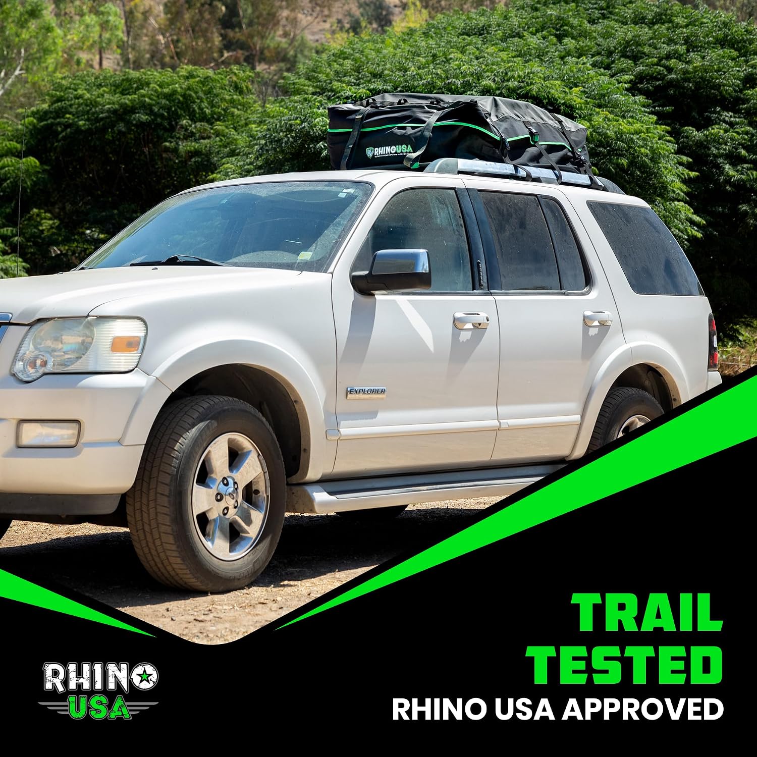 Rhino USA Rooftop Cargo Carrier Bag - 17.7 Cu Ft Waterproof Roof Storage | Waterproof rooftop bag, 17.7 cu ft. For car roof racks. Heavy duty zippers