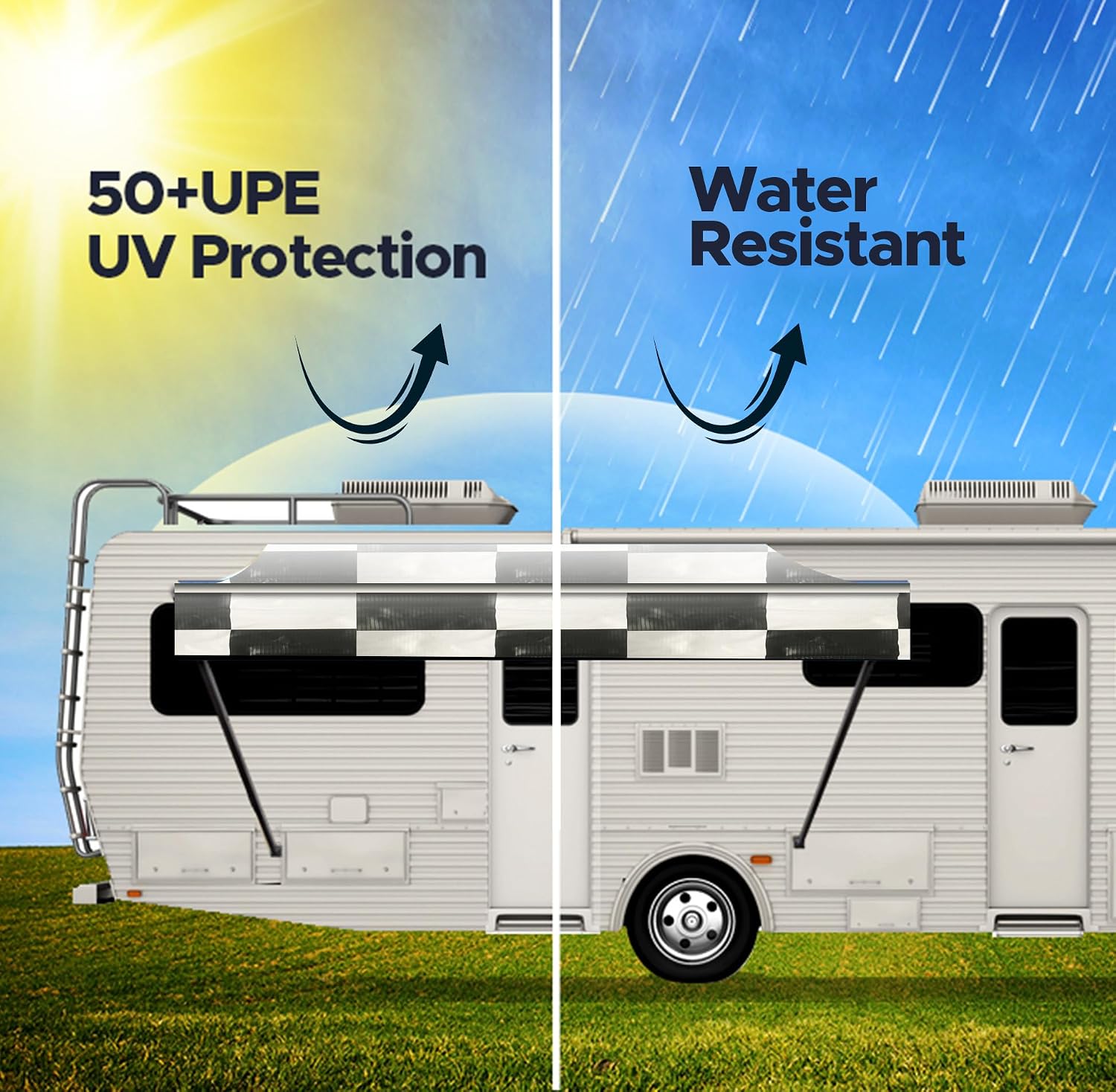SunWave Premium Vinyl RV Canopy | Awning Fabric Replacement (20', Grey Fade)