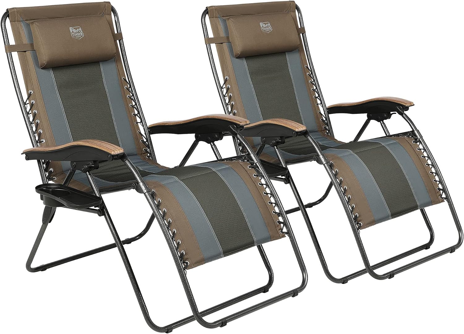 Timber Ridge Oversized Zero Gravity Chair, Padded Reclining Lounge Chair with Adjustable Headrest & Cup Holder, Heavy Duty Support 350 lbs