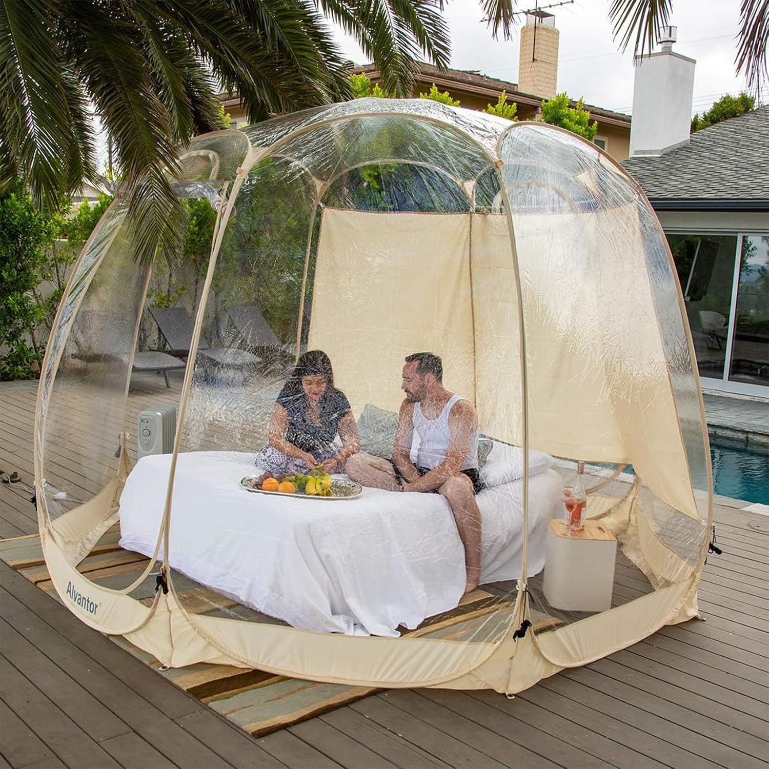 Alvantor® Pop Up Bubble Tent® - 6’ x 6’ Instant Igloo Tent® - 2-3 Person Screen House for Patios - Large Oversize Weather Proof Pod - Cold