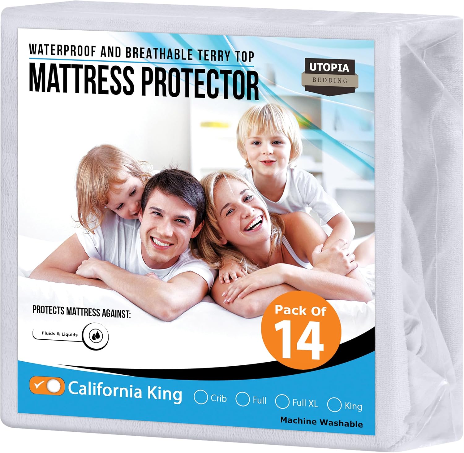 Waterproof Queen Size Mattress Protector fits Upto 17" deep Mattresses | Utopia Bedding 200 GSM Soft & Breathable Mattress Cover, Dirt-Proof, Noiseless, Machine Washable Fitted Sheet Style, White