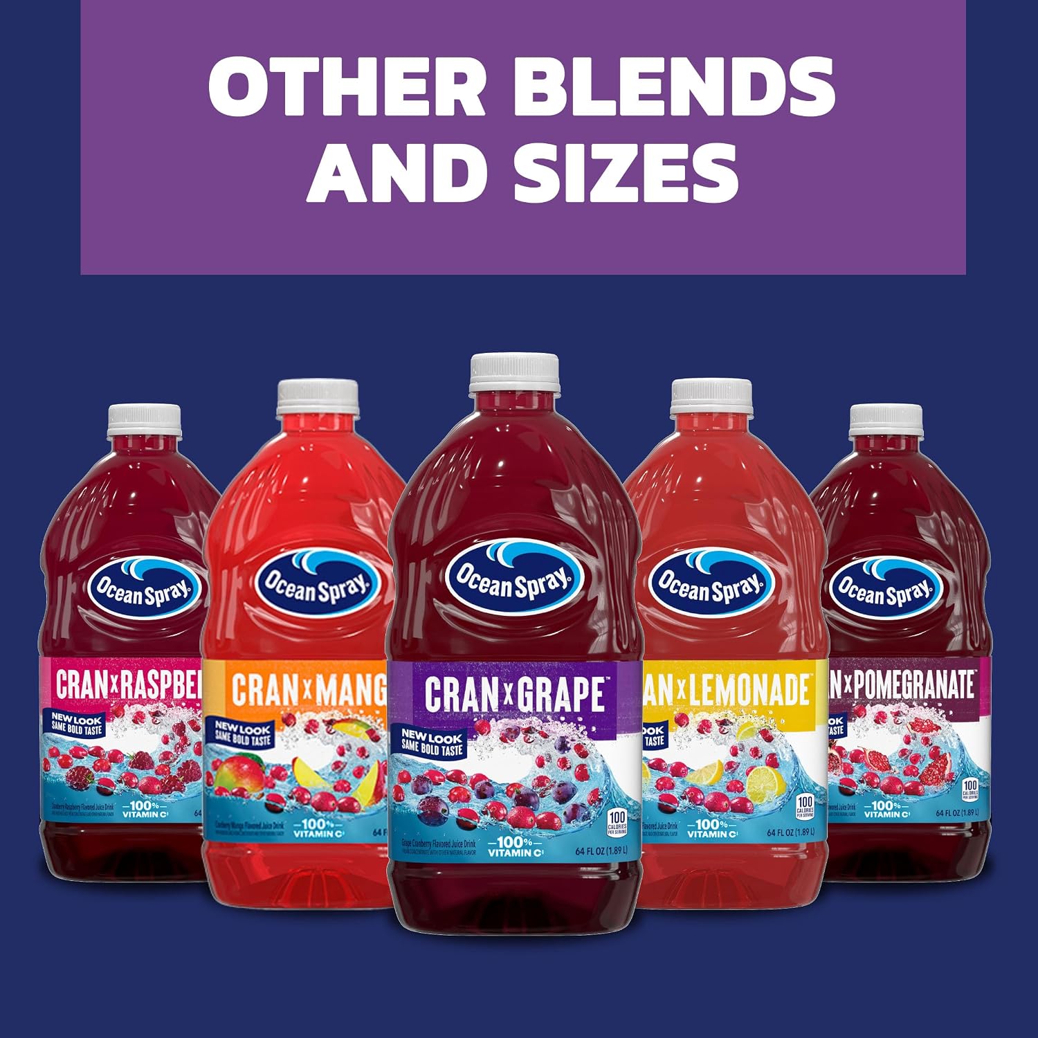 Ocean Spray® Cran-Apple™ Juice Drink, 64 Ounce Bottle, 8 Count | Ocean Spray® Cran-Apple™ Juice Drink, Made with Real Fruit Juice, 64 Fluid Ounce Bottle