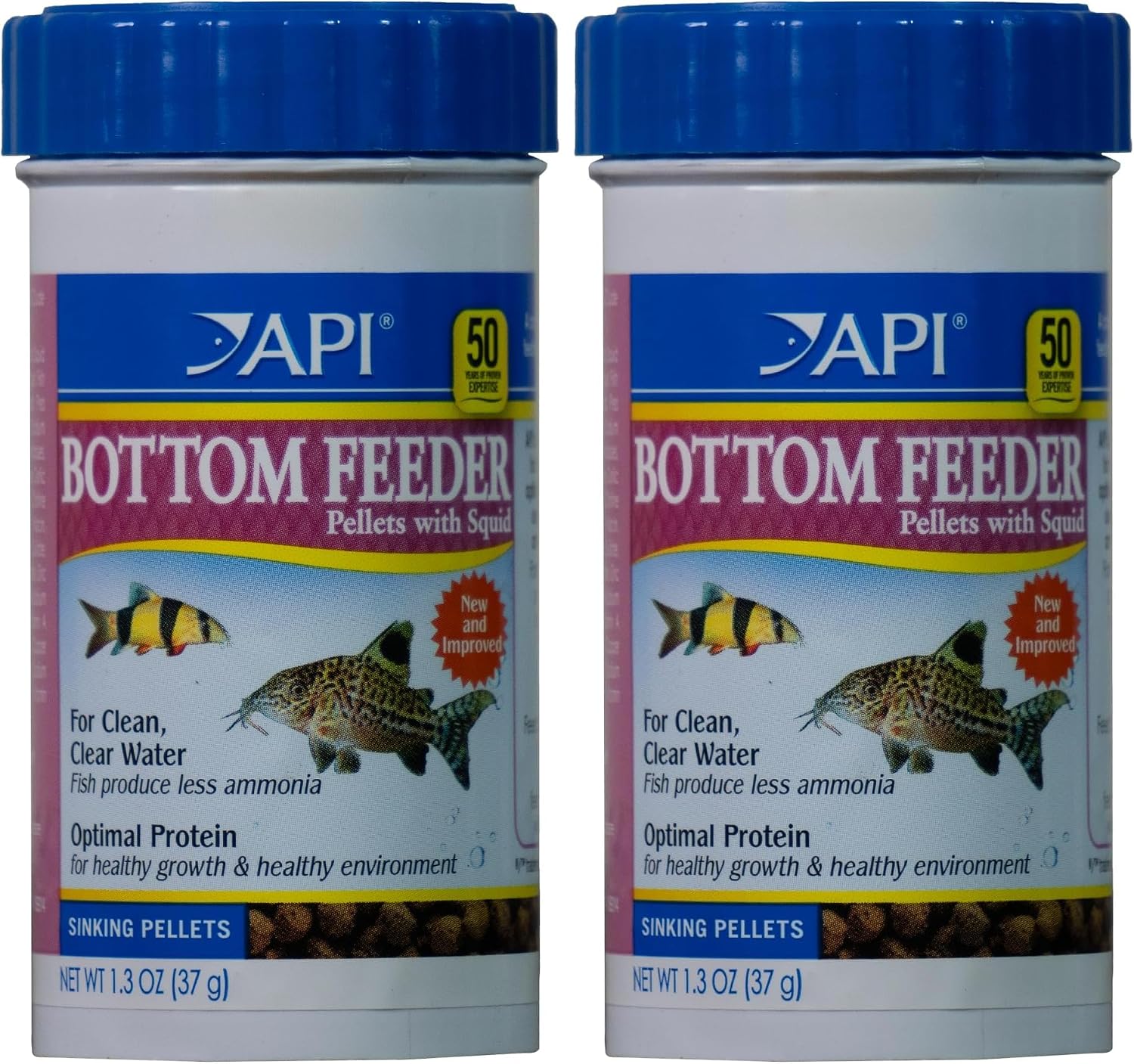 API BOTTOM FEEDER PELLETS WITH SQUID Fish Food 1.3-Ounce Container