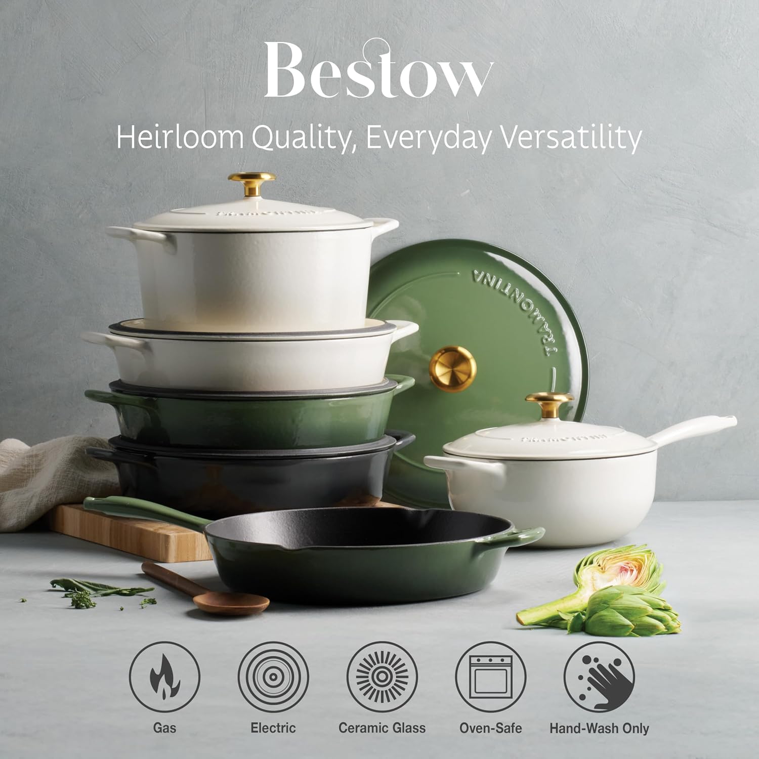 Tramontina Bestow Enameled Cast Iron 4-Qt Braiser Pan with Lid, Blue | Oven-to-Table Casserole Dish, Great for Shallow Braises & Simmers