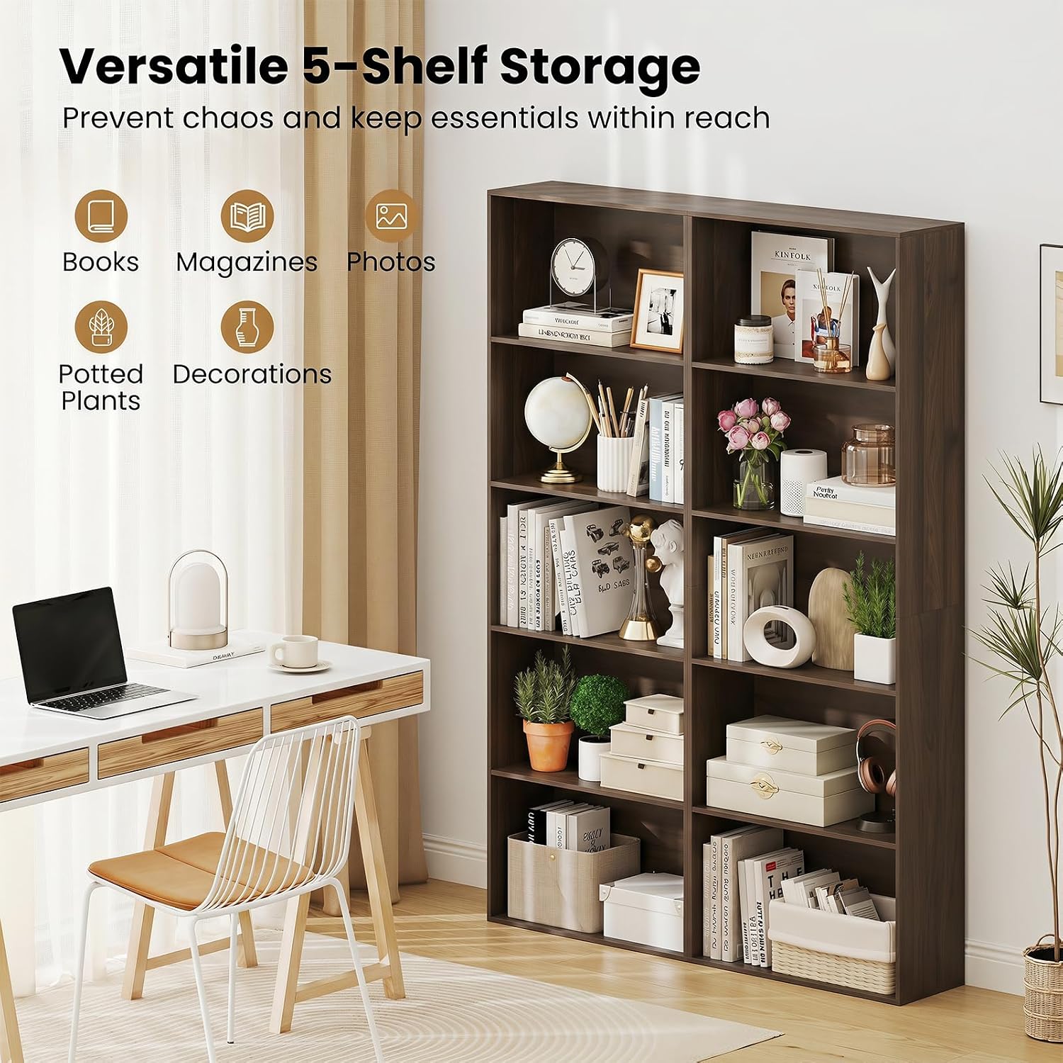 Giantex 8-Cube Bookcase, 3-Tier Cubby Bookshelf, Horizontal Vertical Display Rack with Anti-Tipping Kits, Modern Storage Organizer Shelf Unit for Bedroom, Living Room, Study (Natural, 8-Cube)