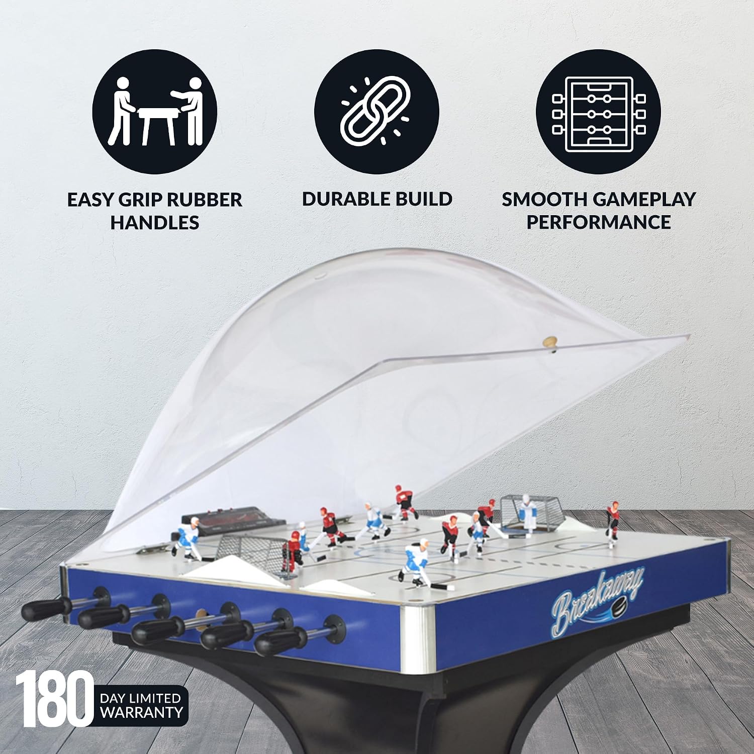 Hathaway Breakaway 41-In Dome Hockey Table for Family Game Room - With EZ-Grip Handles, Easy-Open Dome Top, LED Scoring Unit