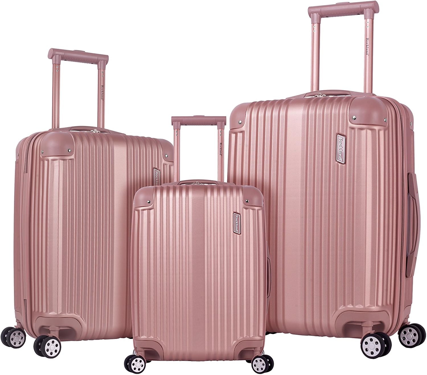 Rockland Berlin Hardside 3 Piece Expandable Spinner Wheel Luggage Set, (20"/24"/28"), Black