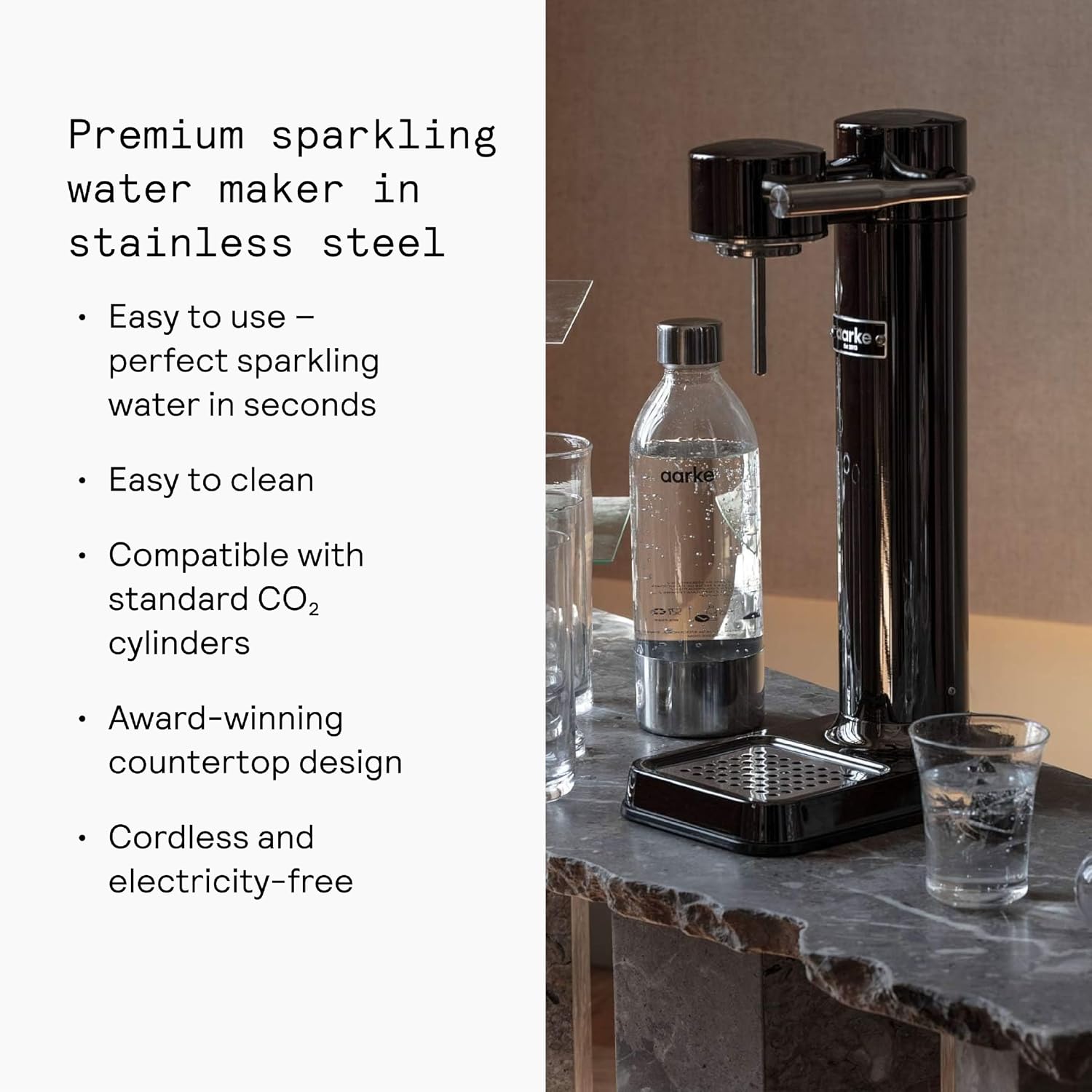 Aarke Carbonator 3 - Premium Sparkling Water Maker, Matte Black