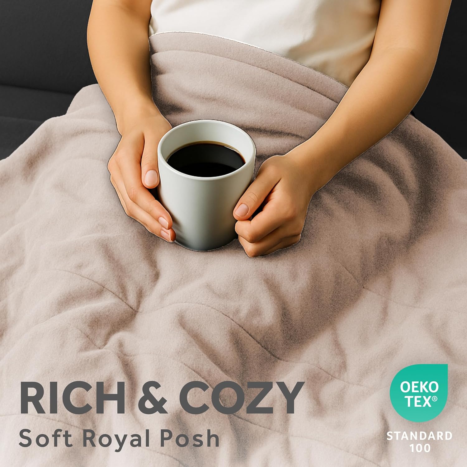 Sunbeam Electric Royal Posh Velvet Heated Blanket, 12 Heat Settings, 12-Hour Selectable Auto Shut-Off, Fast Heating, Warm and Lush, Champagne Color, King, 90" x 100"