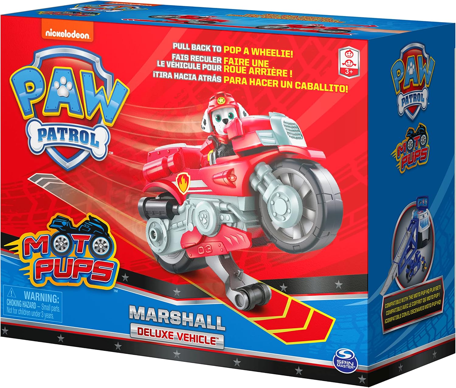 PAW Patrol, Moto Pups Wildcat’s Deluxe Pull Back Motorcycle Vehicle with Wheelie Feature and Toy Figure