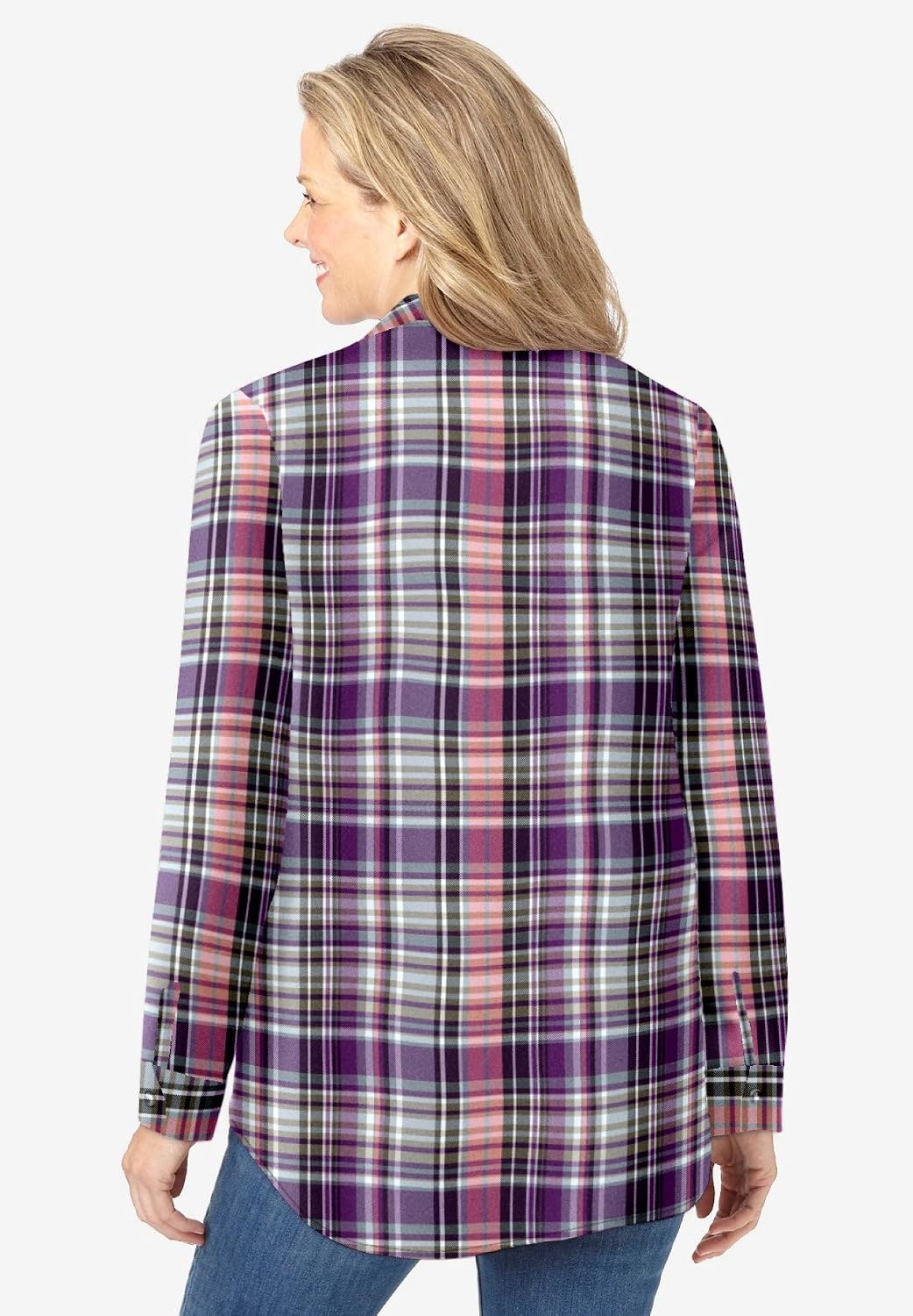 Woman Within Pintucked Flannel Shirt