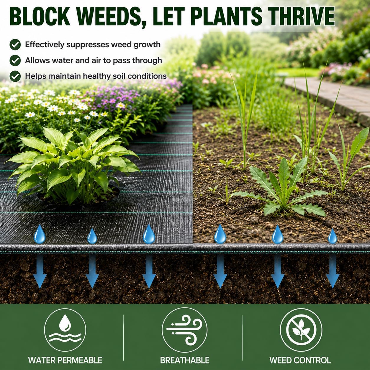 6FTx300FT Weed Barrier Landscape Fabric Heavy Duty 5oz Pro Ground Cover Mat