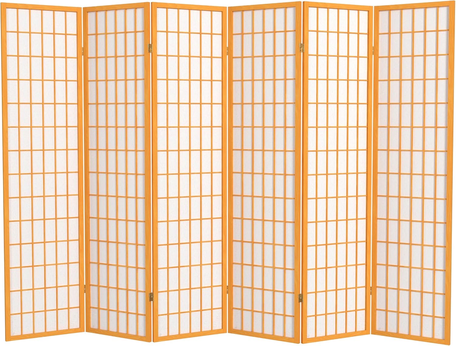 Red Lantern 6 ft. Tall Window Pane Shoji Screen - Walnut - 5 Panels